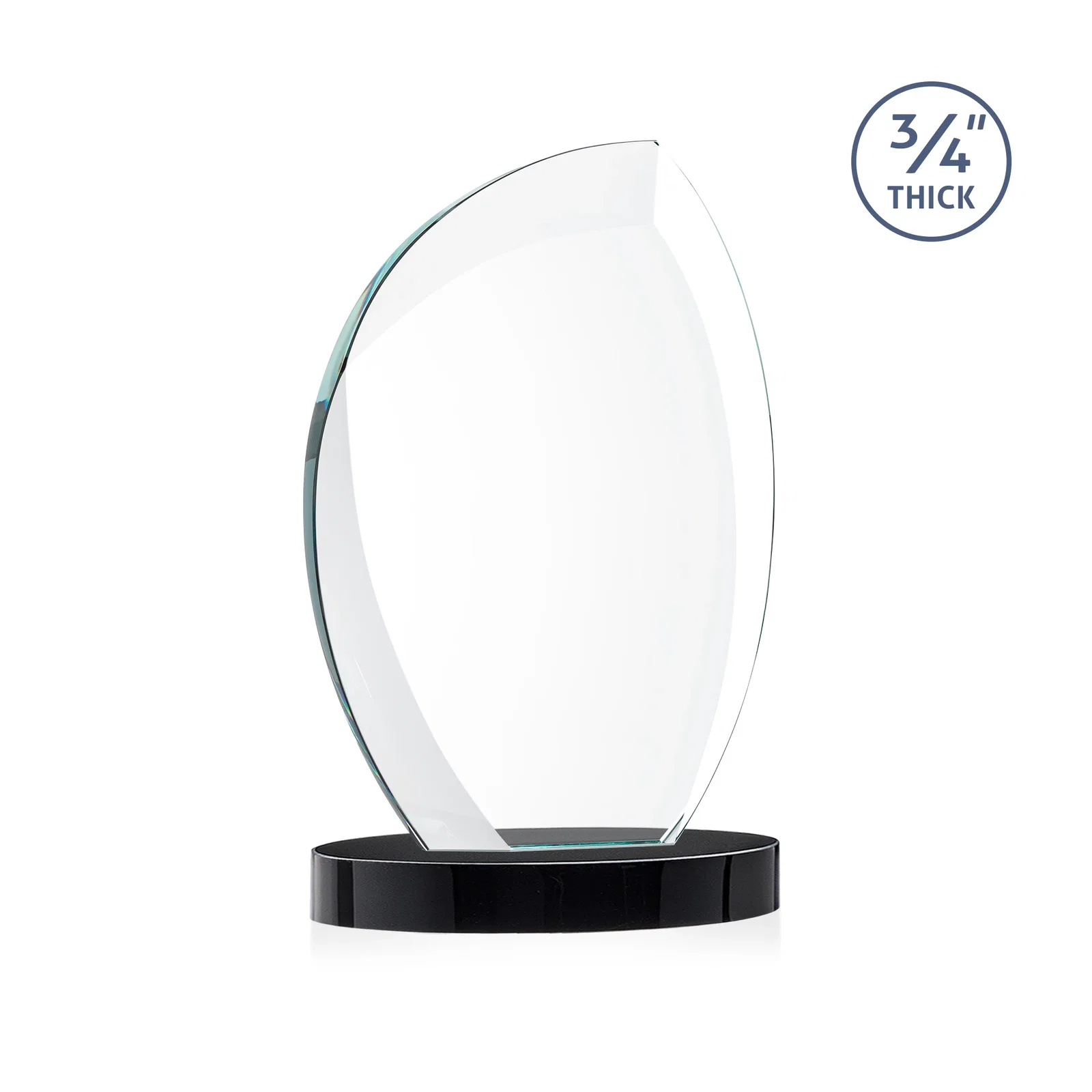 Branded Starfire Crystal Arch Award, 3/4 Inch Thick with Sweeping Bevels, awards, with your logo for corporate award ceremonies