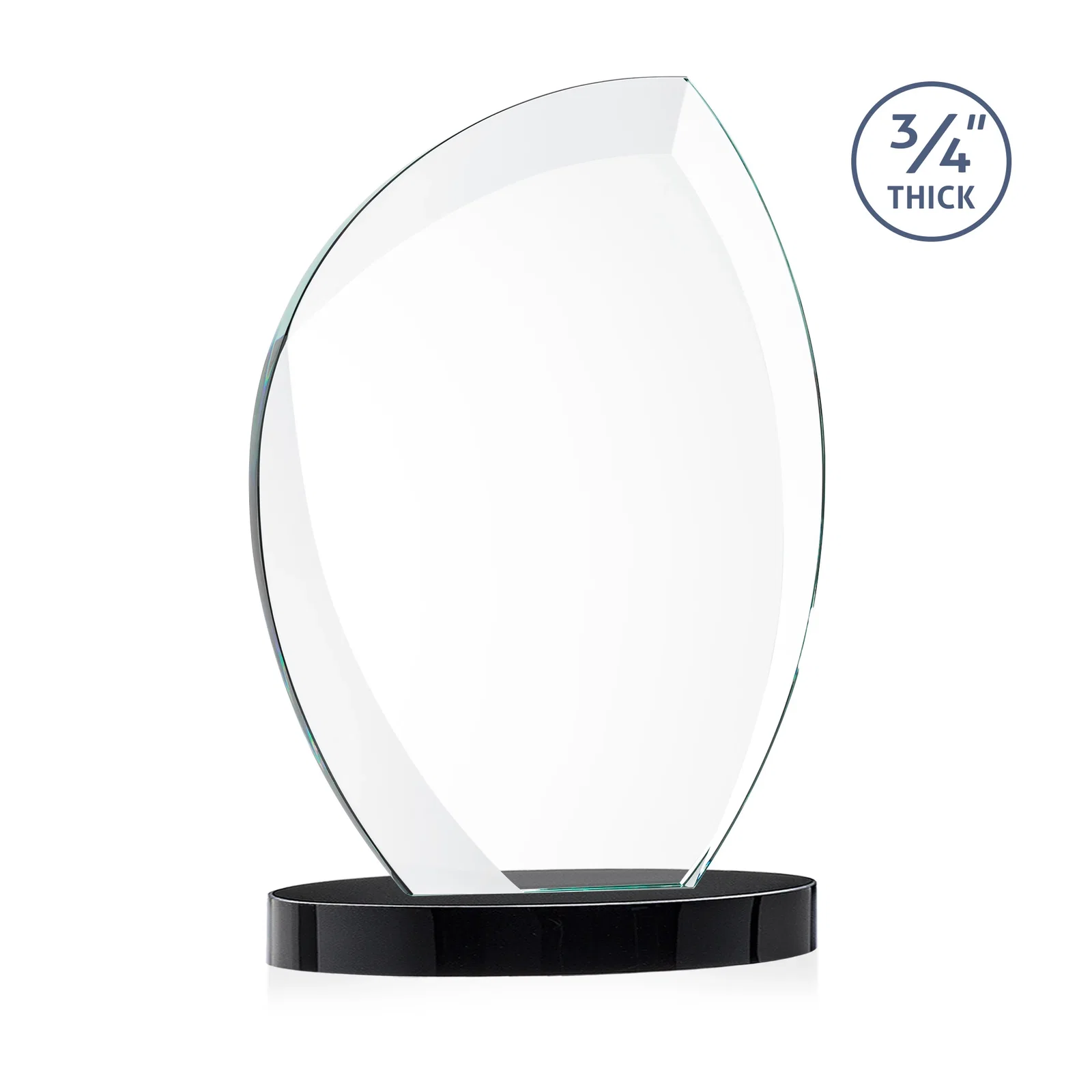 Branded Starfire Crystal Arch Award, 3/4 Inch Thick with Sweeping Bevels, awards, with your logo for service anniversary gifts