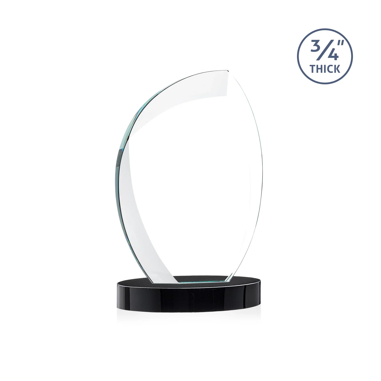 Branded Starfire Crystal Arch Award, 3/4 Inch Thick with Sweeping Bevels, awards, with your logo for sales achievement awards