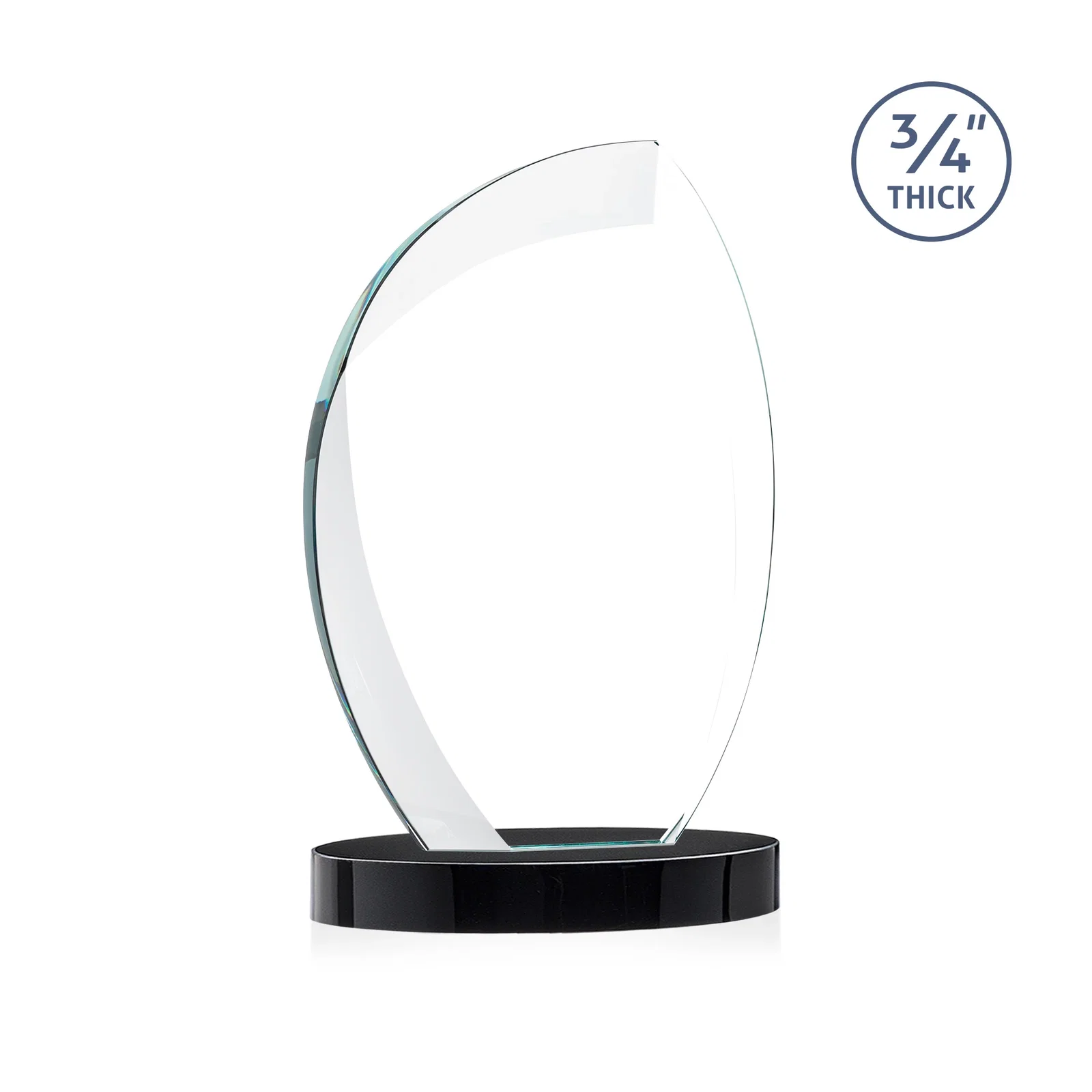 Branded Starfire Crystal Arch Award, 3/4 Inch Thick with Sweeping Bevels, awards, with your logo for retirement presentations