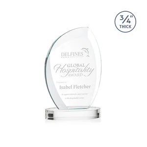 Starfire Crystal Arch Award, 3/4 Inch Thick with Sweeping Bevels
