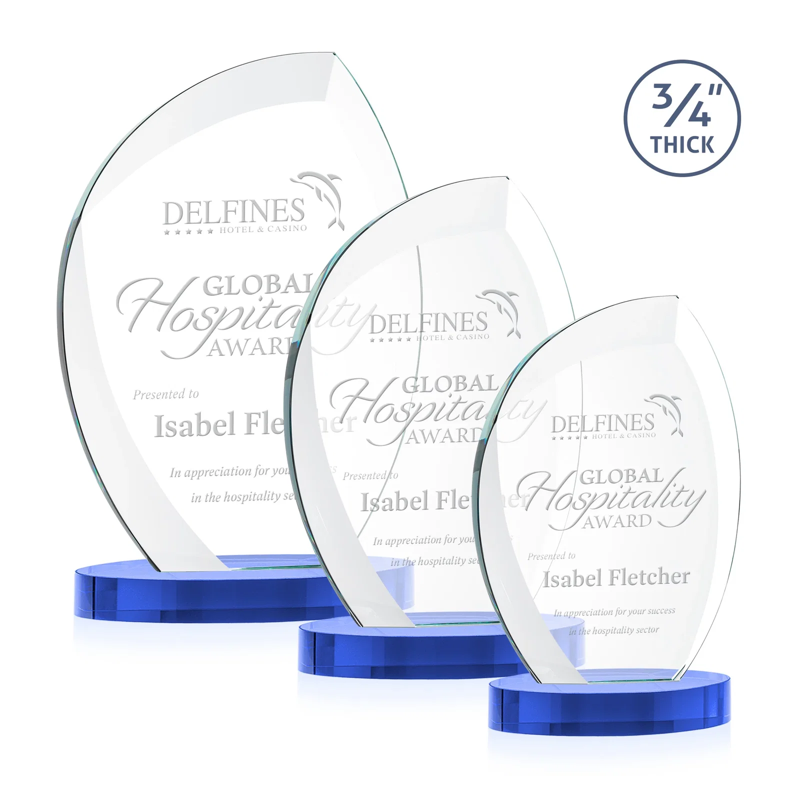 Promotional Starfire Crystal Arch Award, 3/4 Inch Thick with Sweeping Bevels, awards for employee recognition