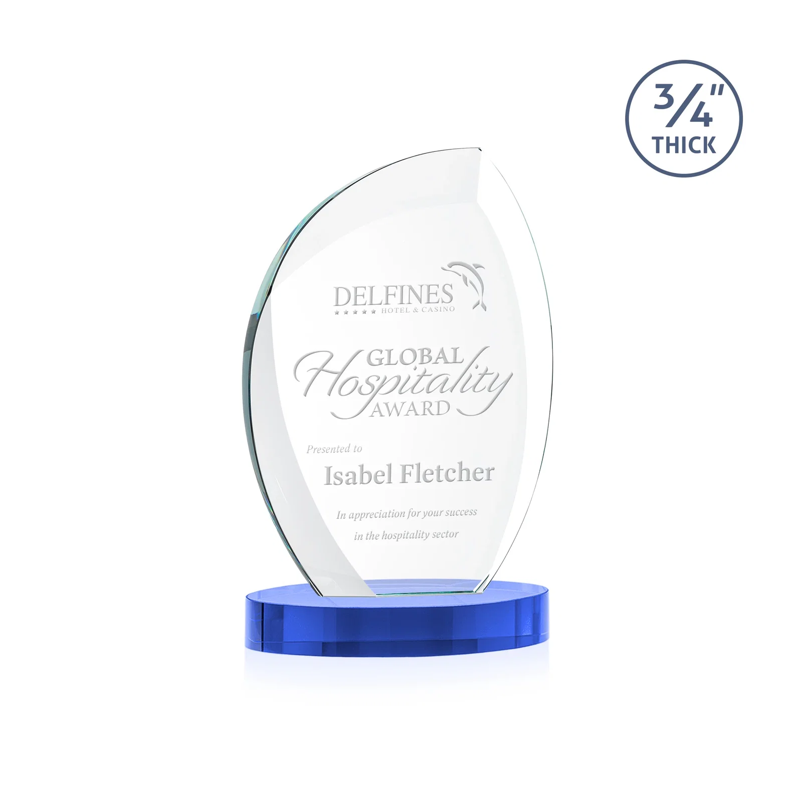Promotional Starfire Crystal Arch Award, 3/4 Inch Thick with Sweeping Bevels, awards for corporate award ceremonies