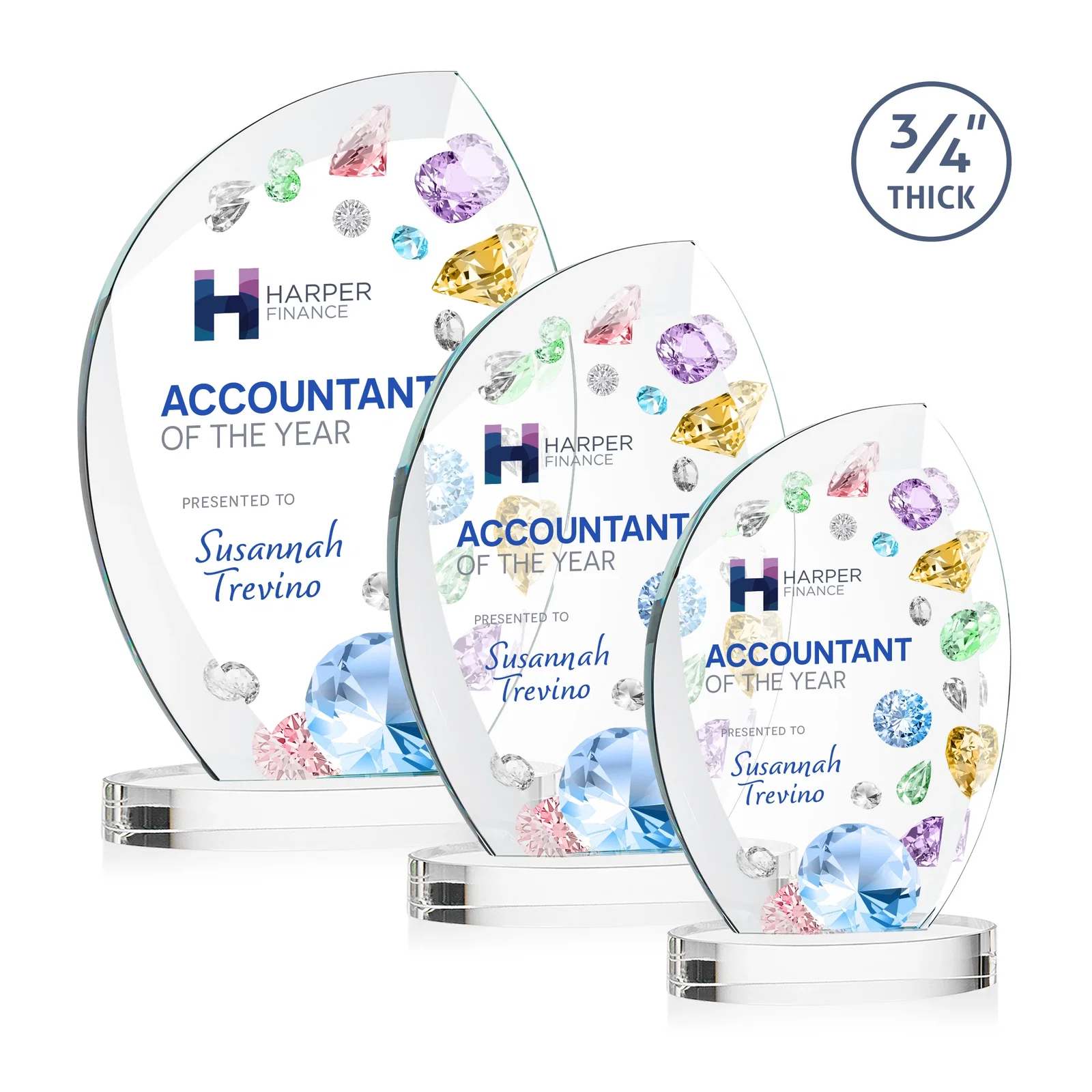 Promotional Starfire Crystal Arch Award, 3/4 Inch Thick with Sweeping Bevels, awards for safety achievement programs