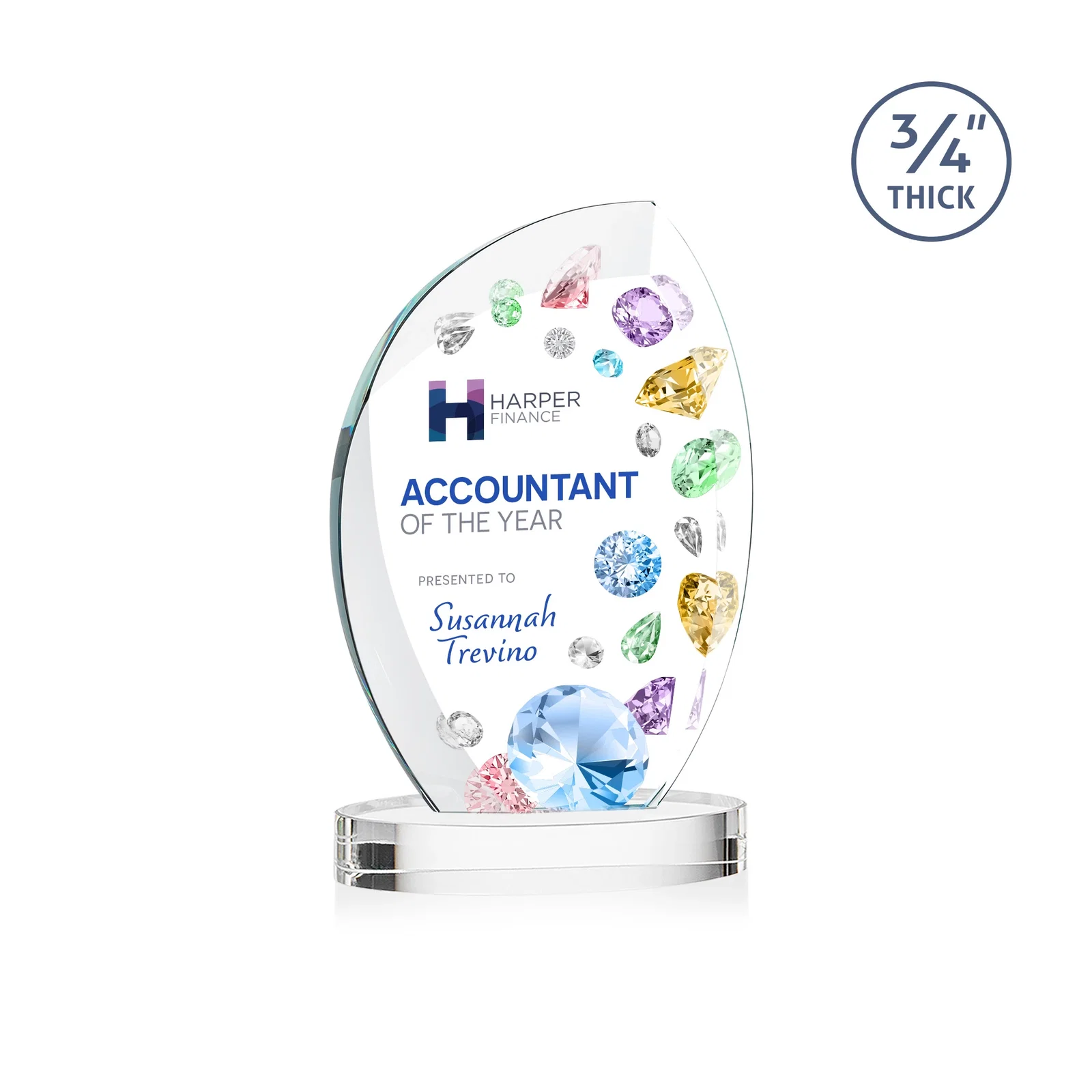 Promotional Starfire Crystal Arch Award, 3/4 Inch Thick with Sweeping Bevels, awards for volunteer appreciation