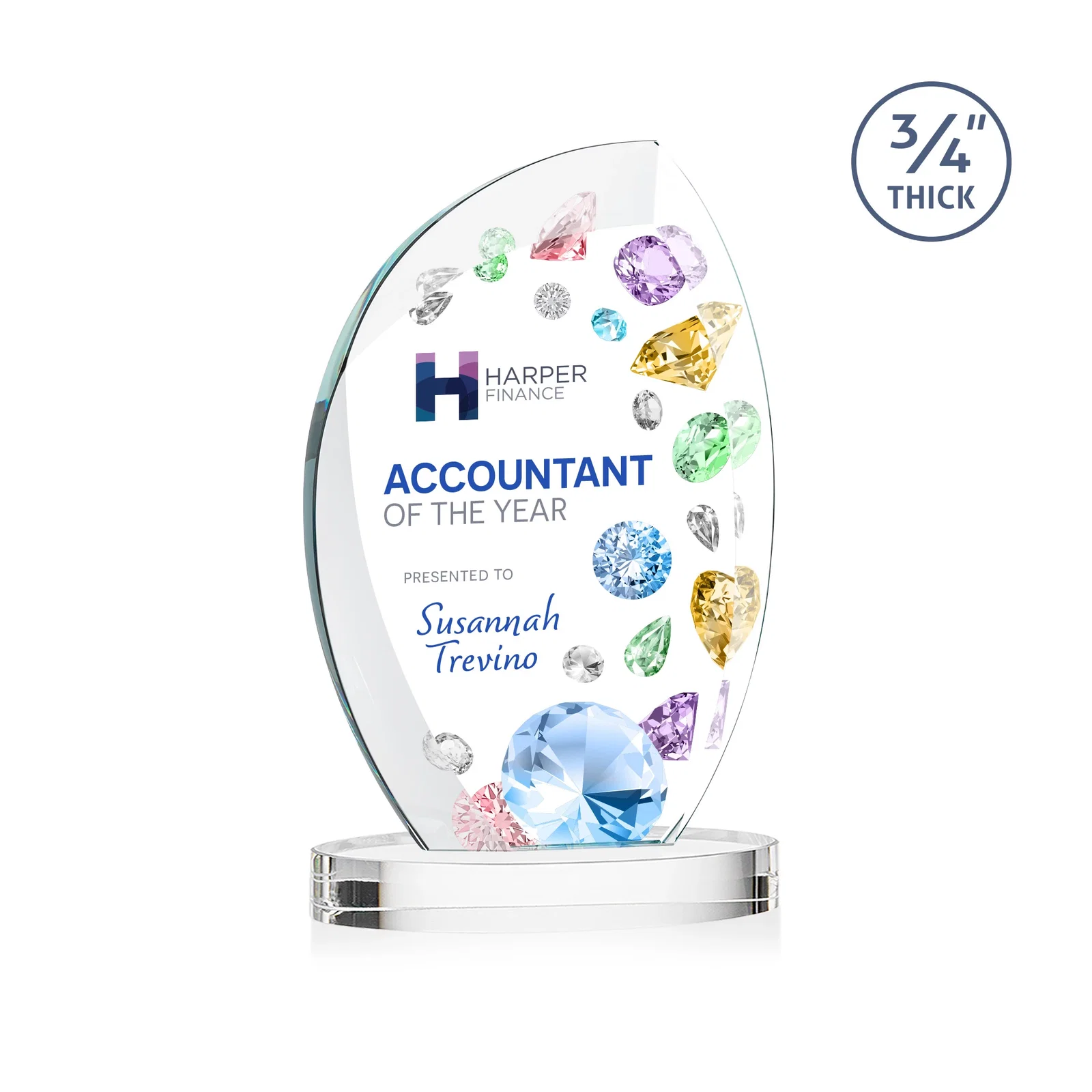 Promotional Starfire Crystal Arch Award, 3/4 Inch Thick with Sweeping Bevels, awards for dealer and partner awards