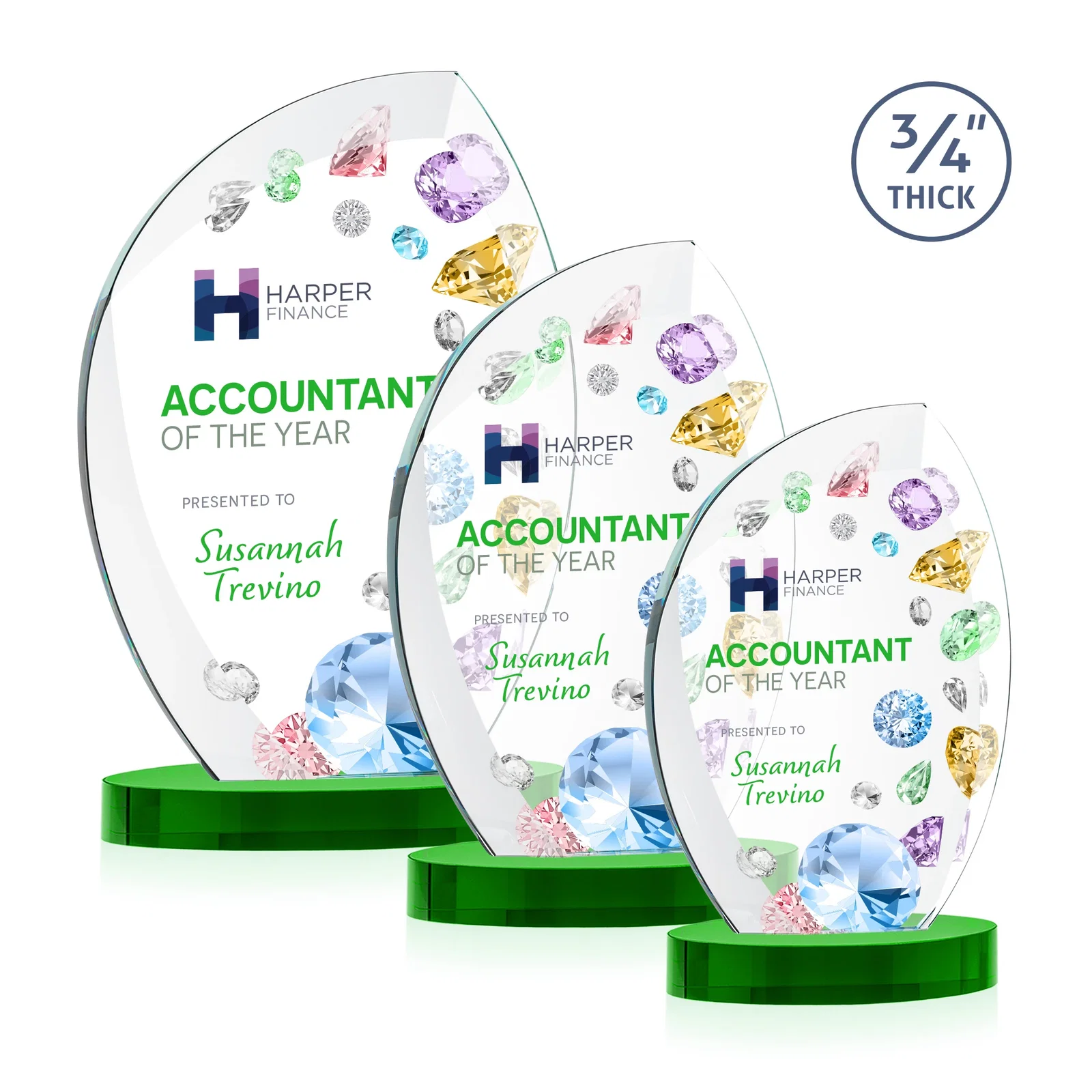 Branded Starfire Crystal Arch Award, 3/4 Inch Thick with Sweeping Bevels, awards for safety achievement programs