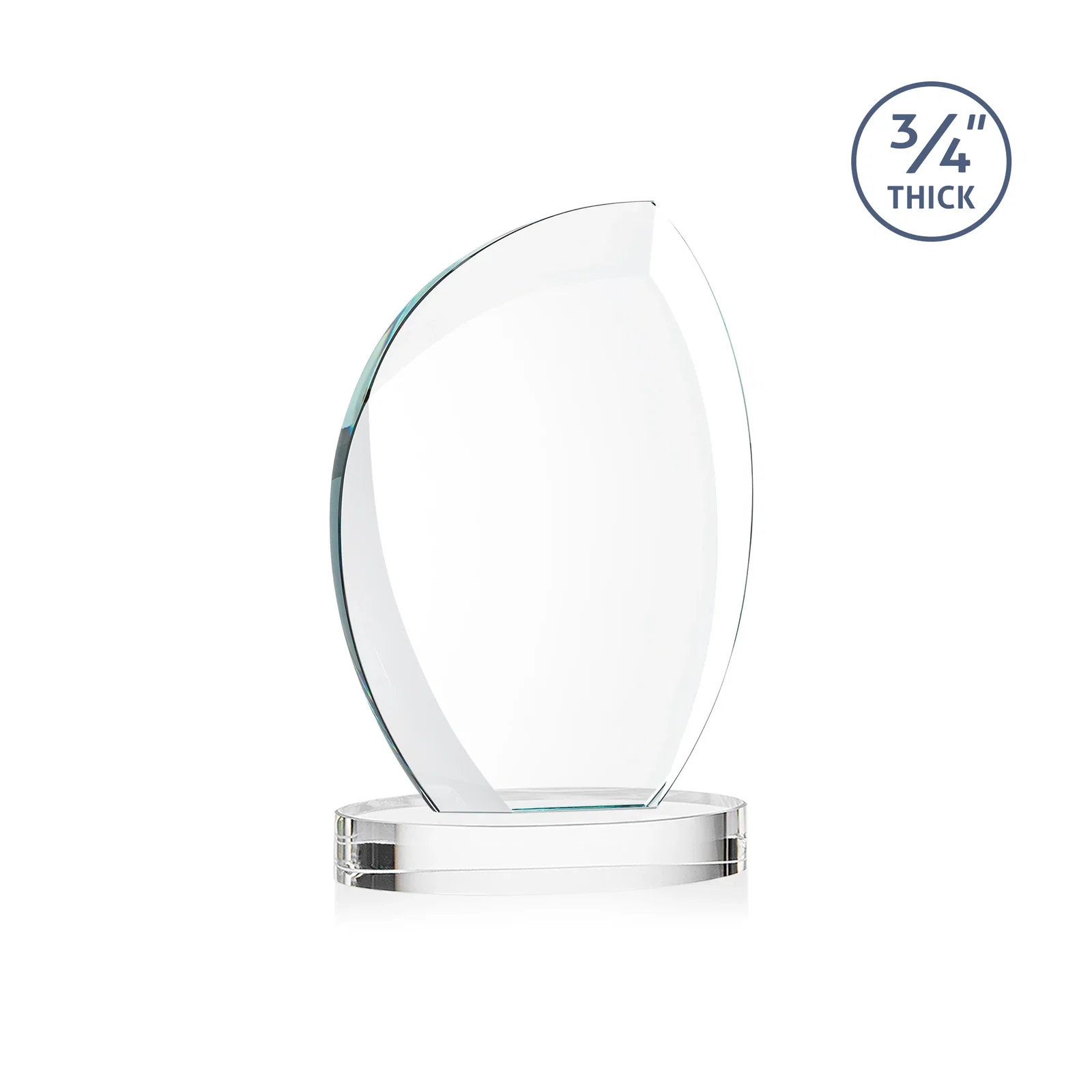 Custom engraved Starfire Crystal Arch Award, 3/4 Inch Thick with Sweeping Bevels, awards for employee recognition