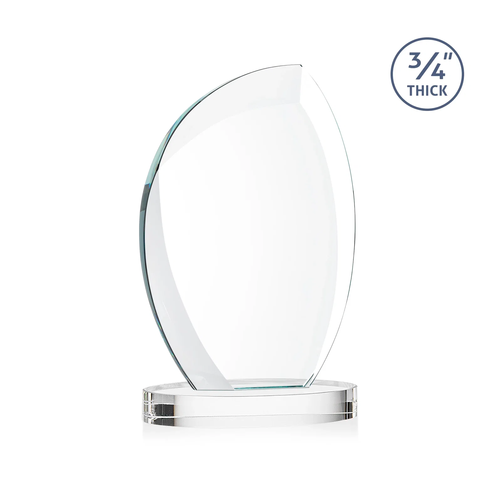Custom engraved Starfire Crystal Arch Award, 3/4 Inch Thick with Sweeping Bevels, awards for corporate award ceremonies