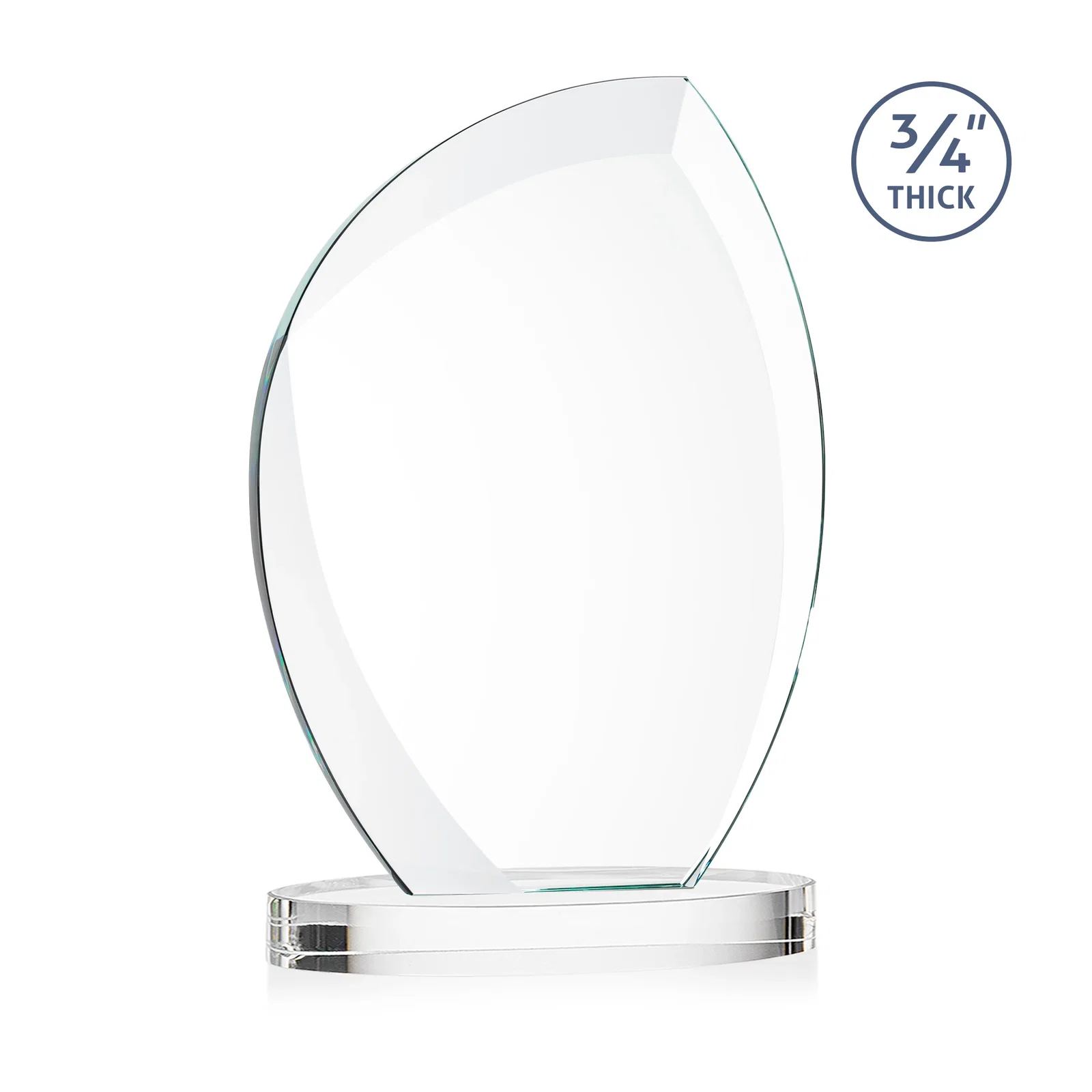 Custom engraved Starfire Crystal Arch Award, 3/4 Inch Thick with Sweeping Bevels, awards for service anniversary gifts