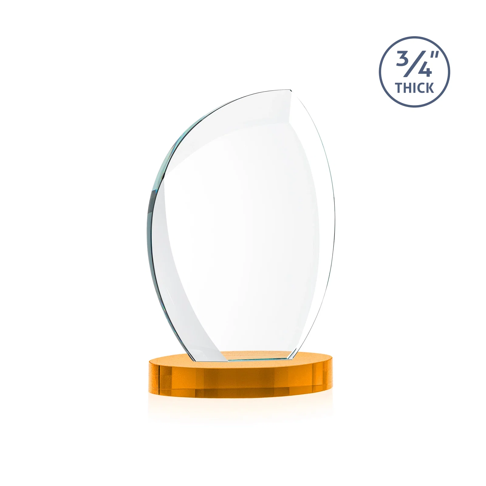 Custom engraved Starfire Crystal Arch Award, 3/4 Inch Thick with Sweeping Bevels, awards for sales achievement awards