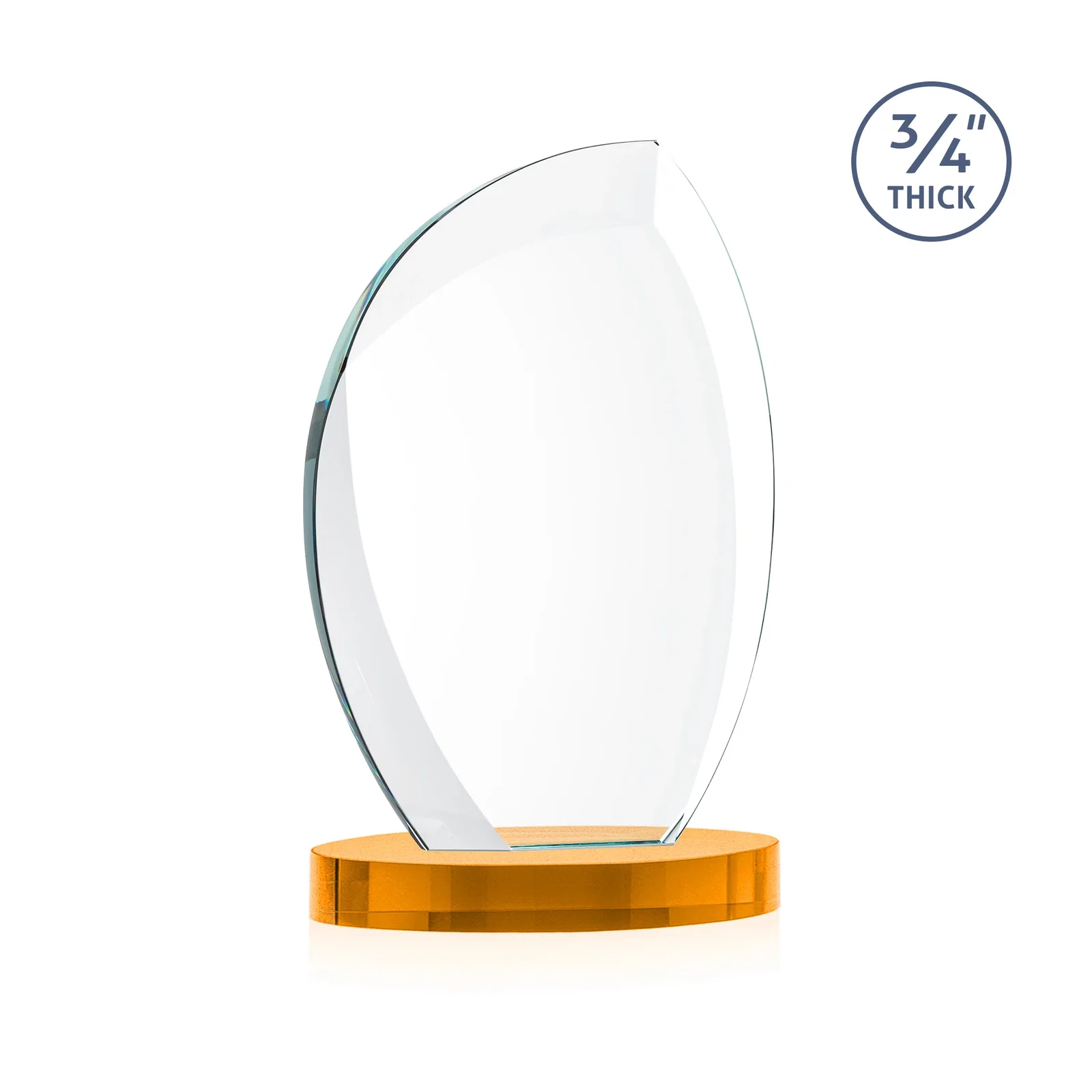 Custom engraved Starfire Crystal Arch Award, 3/4 Inch Thick with Sweeping Bevels, awards for retirement presentations