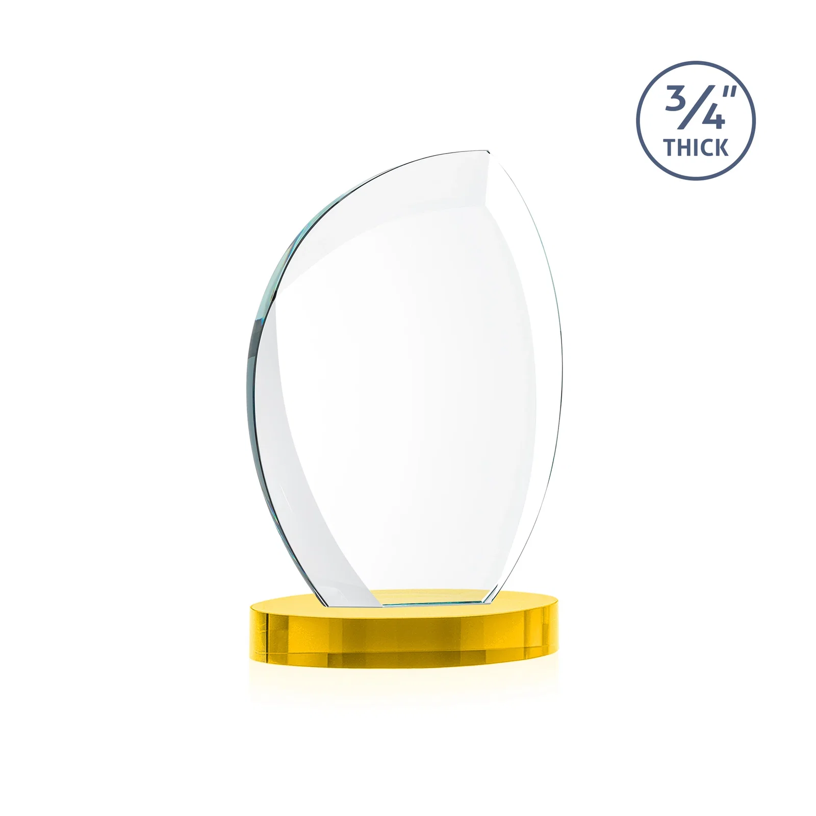 Custom engraved Starfire Crystal Arch Award, 3/4 Inch Thick with Sweeping Bevels, awards for donor appreciation