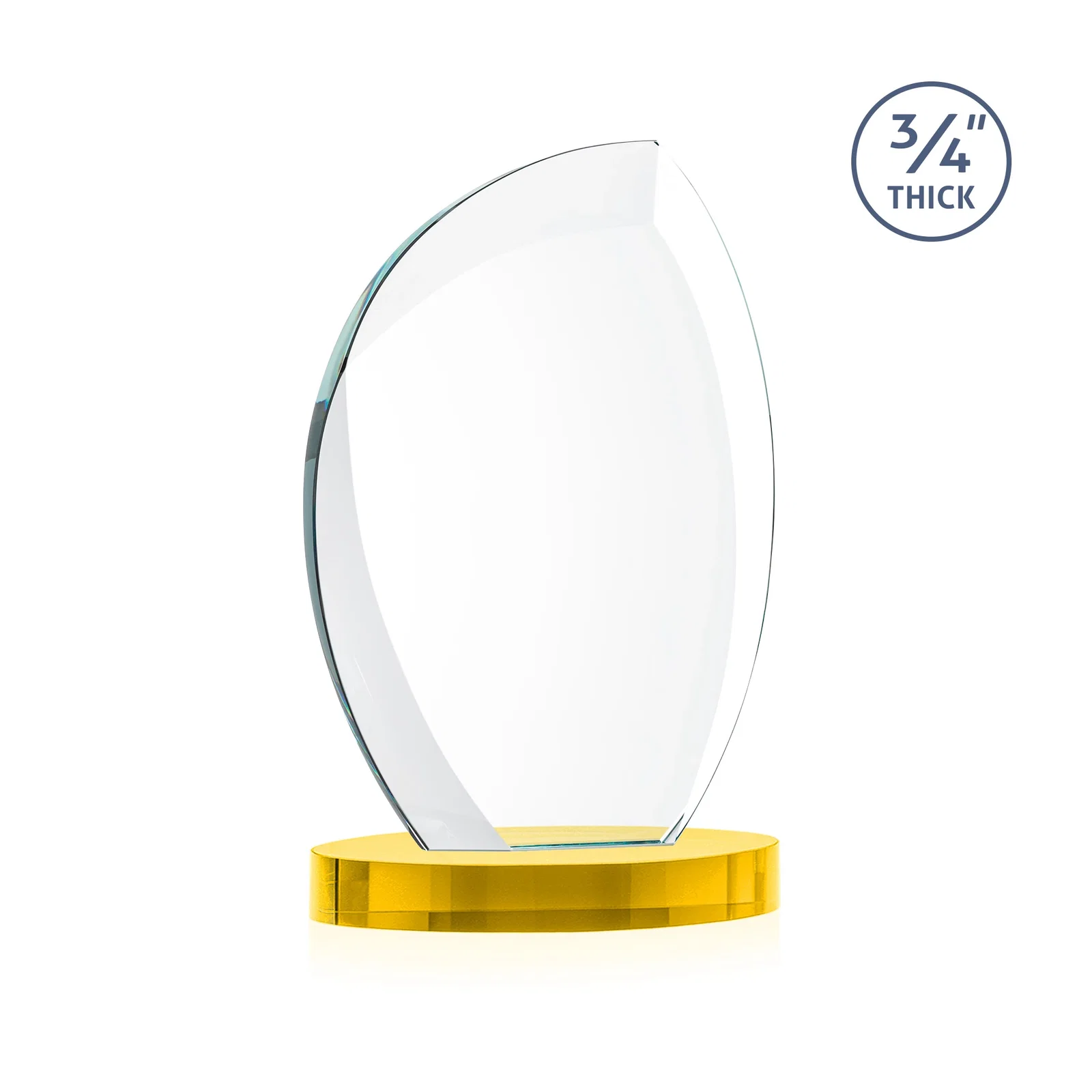 Custom engraved Starfire Crystal Arch Award, 3/4 Inch Thick with Sweeping Bevels, awards for graduation ceremonies