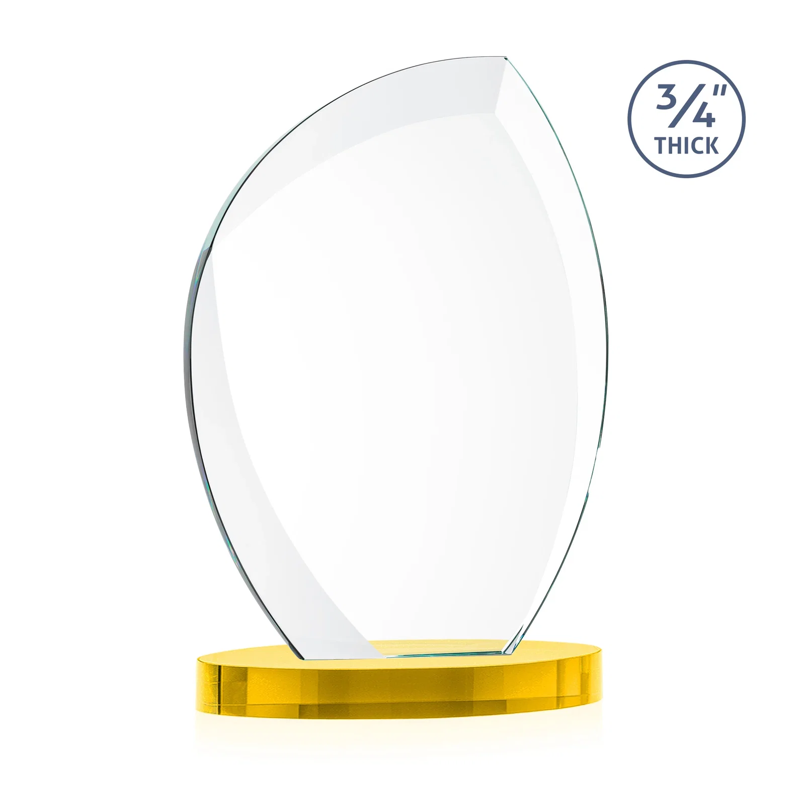 Custom engraved Starfire Crystal Arch Award, 3/4 Inch Thick with Sweeping Bevels, awards for safety achievement programs