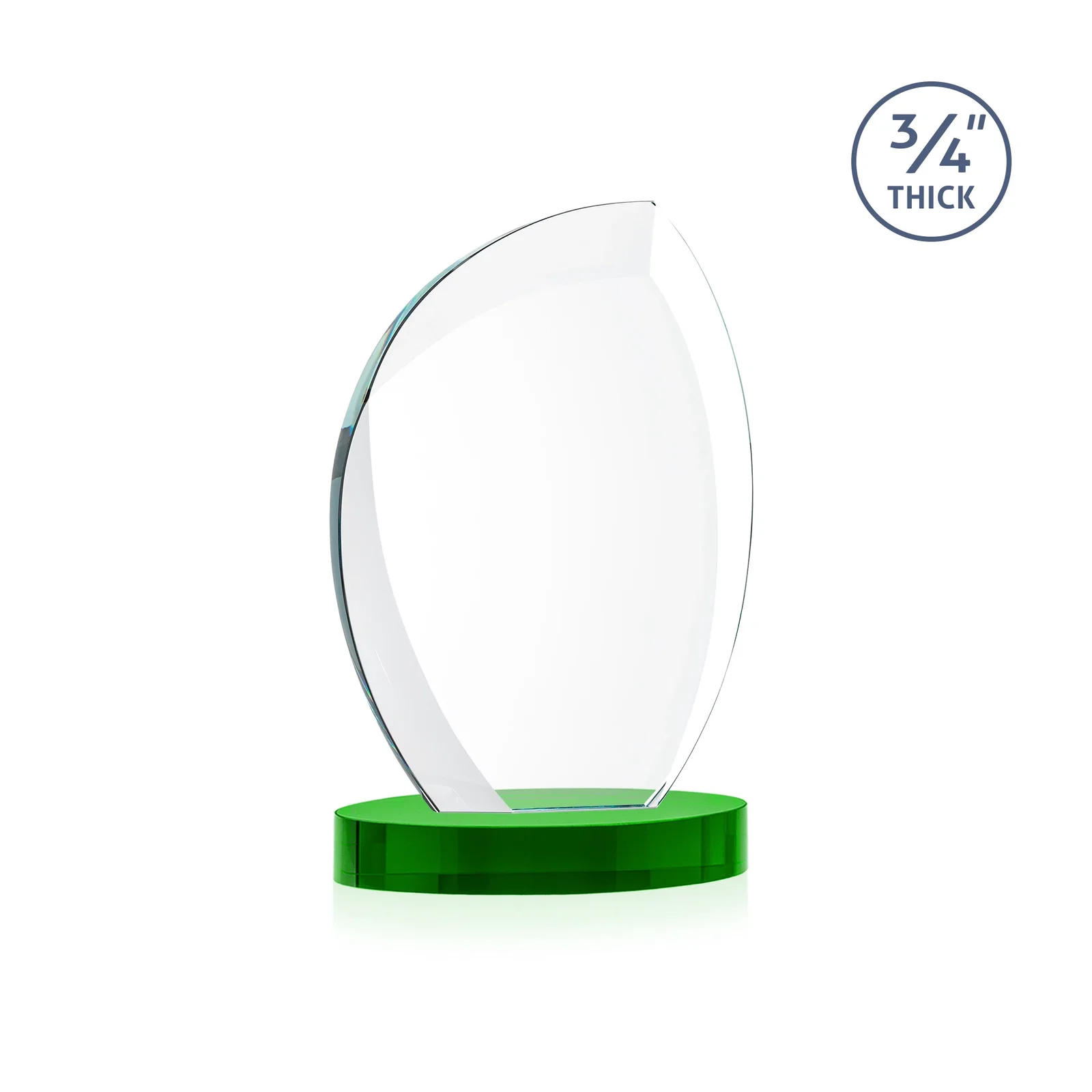 Custom engraved Starfire Crystal Arch Award, 3/4 Inch Thick with Sweeping Bevels, awards for volunteer appreciation