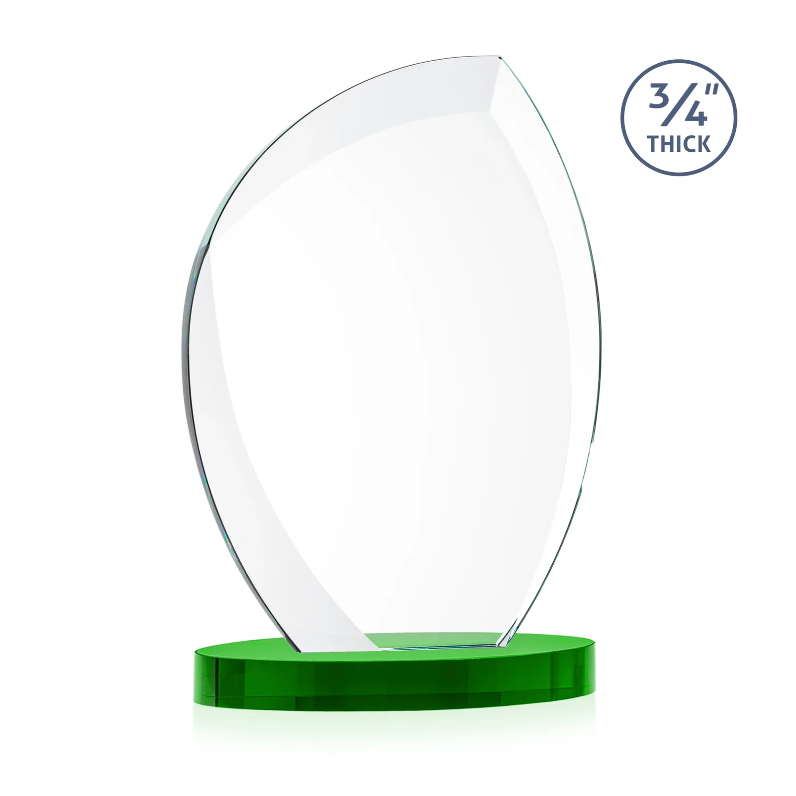 Custom engraved Starfire Crystal Arch Award, 3/4 Inch Thick with Sweeping Bevels, awards for company anniversary events