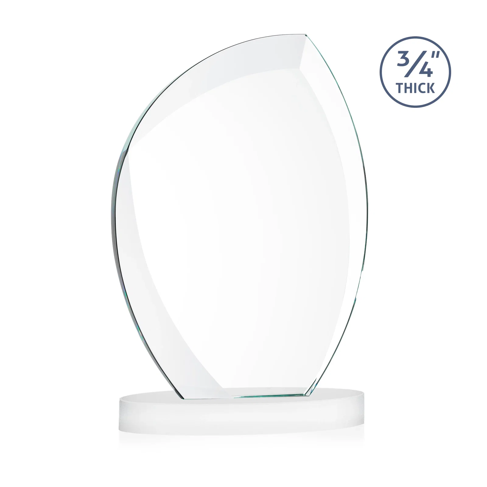 Custom Starfire Crystal Arch Award, 3/4 Inch Thick with Sweeping Bevels, awards, with your logo for company anniversary events