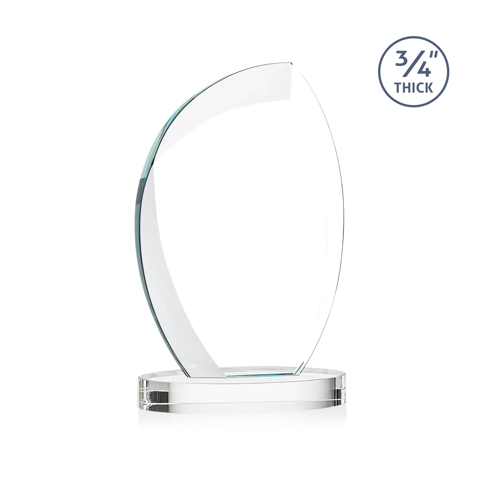 Personalized Starfire Crystal Arch Award, 3/4 Inch Thick with Sweeping Bevels, awards, with your logo for corporate award ceremonies