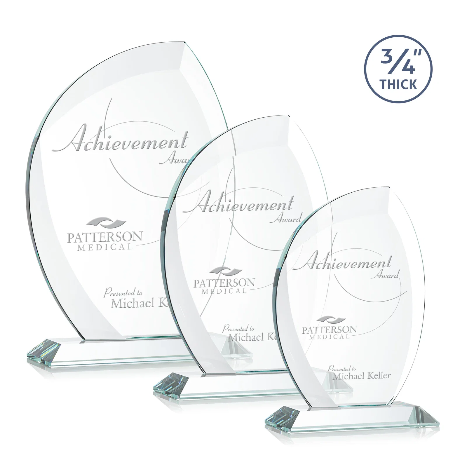 Custom Starfire Crystal Arch Award on Rosewood and Bamboo Base for employee recognition