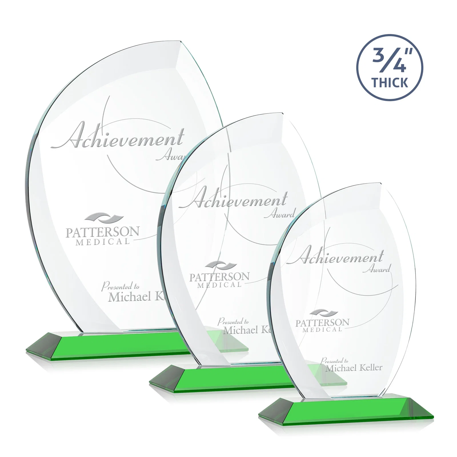 Custom Starfire Crystal Arch Award on Rosewood and Bamboo Base for volunteer appreciation