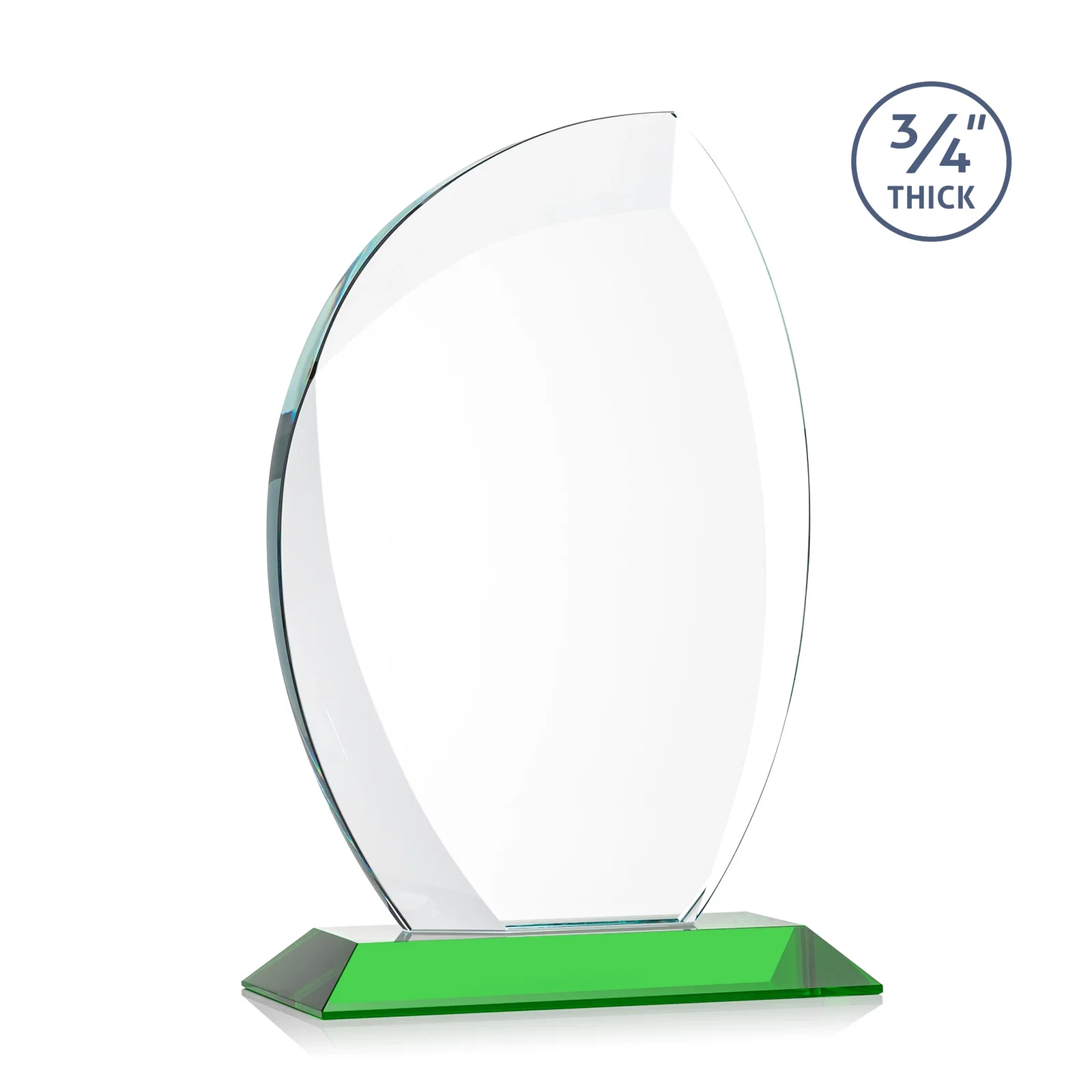 Personalized Starfire Crystal Arch Award on Rosewood and Bamboo Base, with your logo for employee recognition