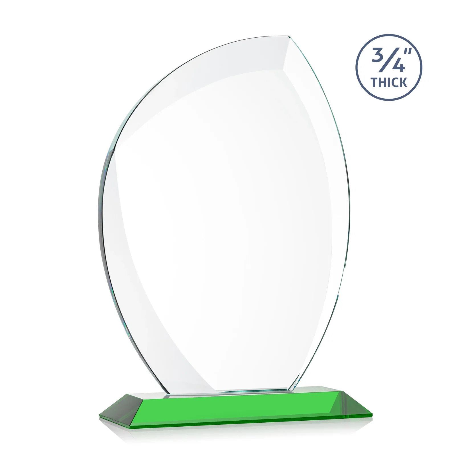Personalized Starfire Crystal Arch Award on Rosewood and Bamboo Base, with your logo for corporate award ceremonies