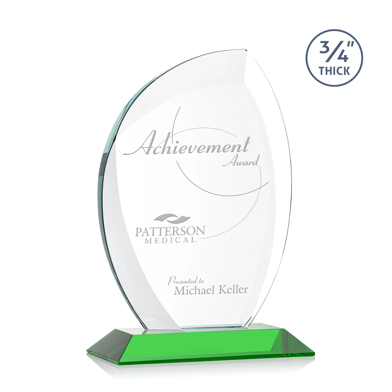 Custom Starfire Crystal Arch Award on Rosewood and Bamboo Base for dealer and partner awards