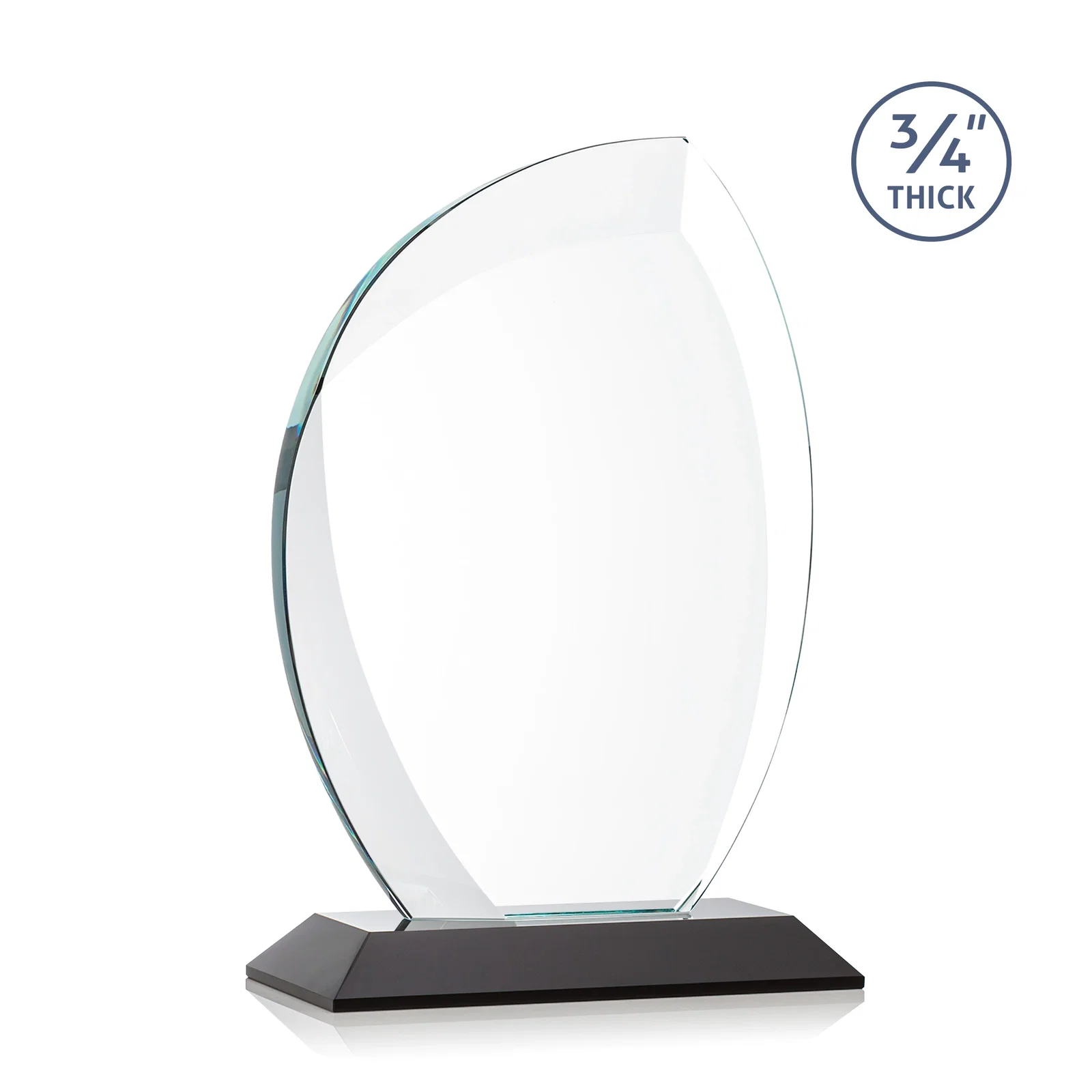 Personalized Starfire Crystal Arch Award on Rosewood and Bamboo Base, with your logo for service anniversary gifts