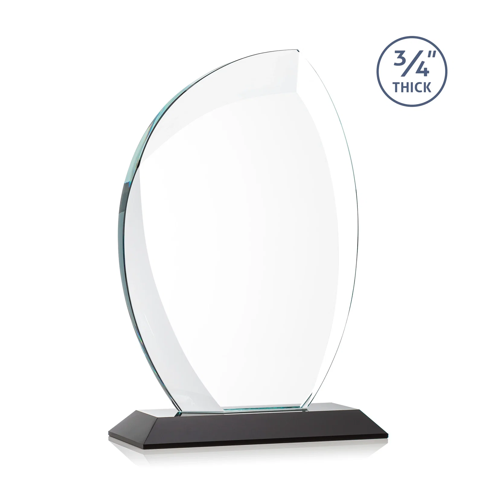 Personalized Starfire Crystal Arch Award on Rosewood and Bamboo Base, with your logo for sales achievement awards