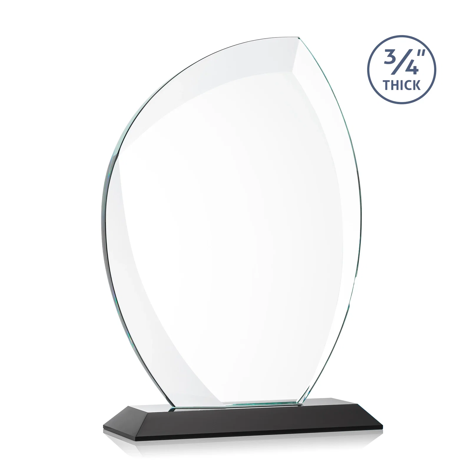 Personalized Starfire Crystal Arch Award on Rosewood and Bamboo Base, with your logo for retirement presentations