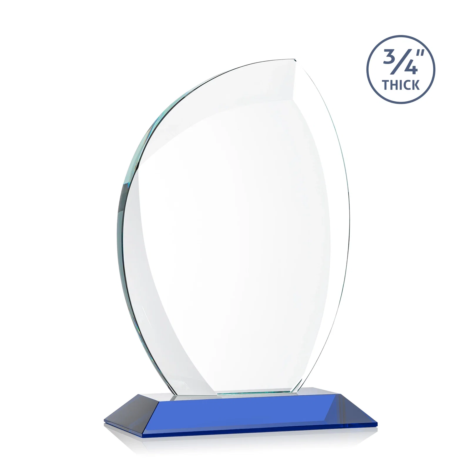 Personalized Starfire Crystal Arch Award on Rosewood and Bamboo Base, with your logo for team milestone celebrations