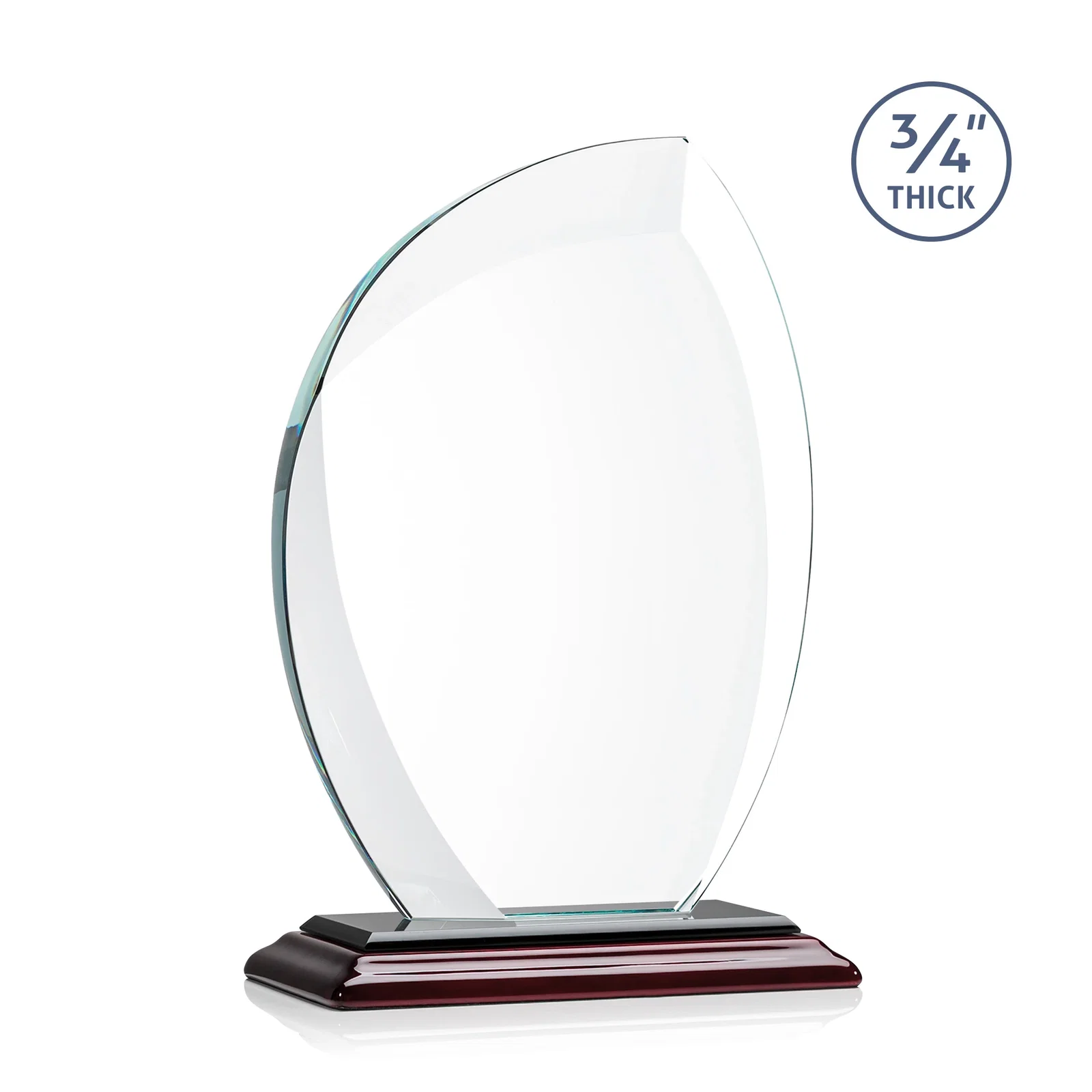 Personalized Starfire Crystal Arch Award on Rosewood and Bamboo Base, with your logo for safety achievement programs