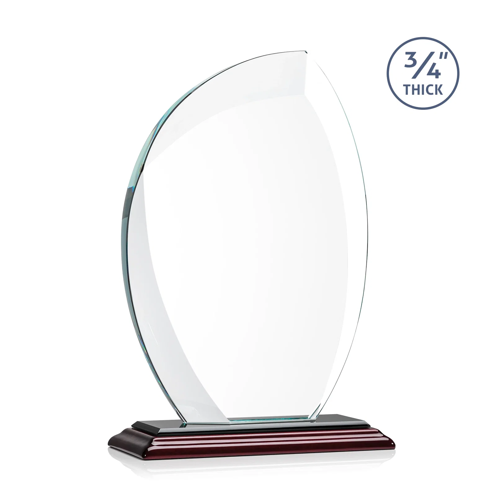 Personalized Starfire Crystal Arch Award on Rosewood and Bamboo Base, with your logo for volunteer appreciation