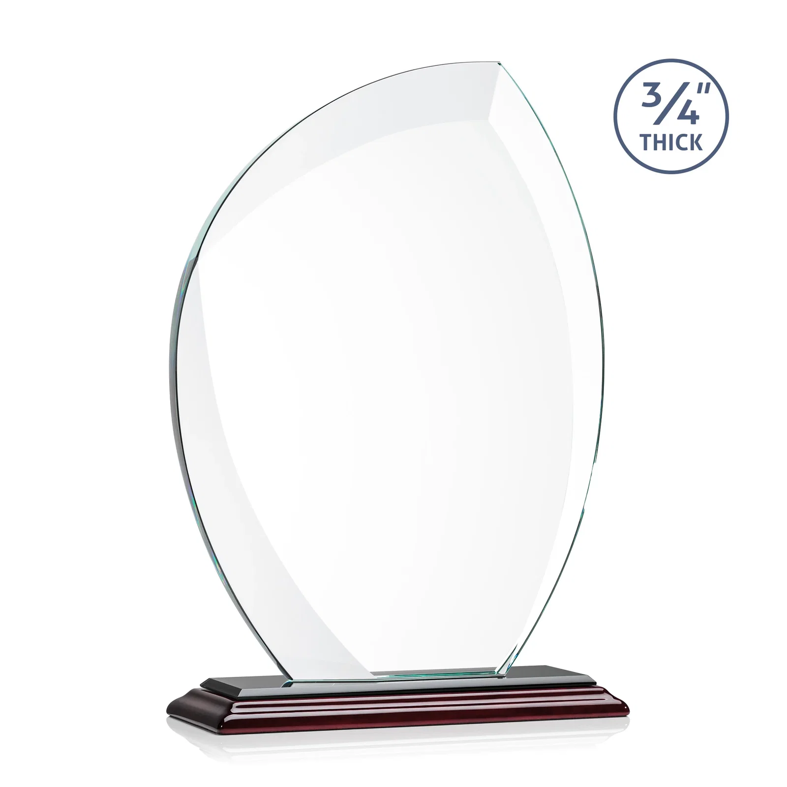 Personalized Starfire Crystal Arch Award on Rosewood and Bamboo Base, with your logo for dealer and partner awards