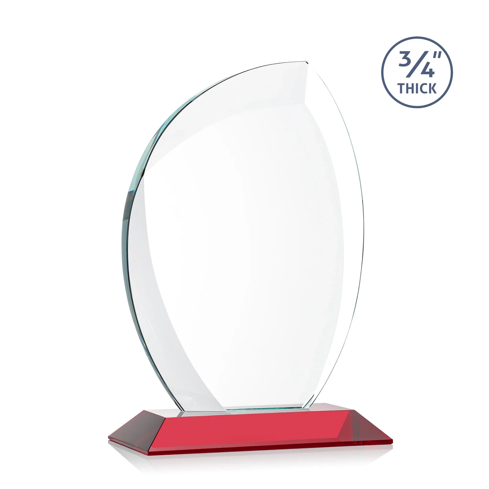 Personalized Starfire Crystal Arch Award on Rosewood and Bamboo Base, with your logo for company anniversary events