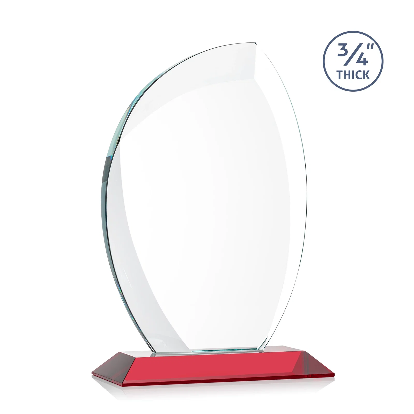 Promotional Starfire Crystal Arch Award on Rosewood and Bamboo Base, with your logo for employee recognition