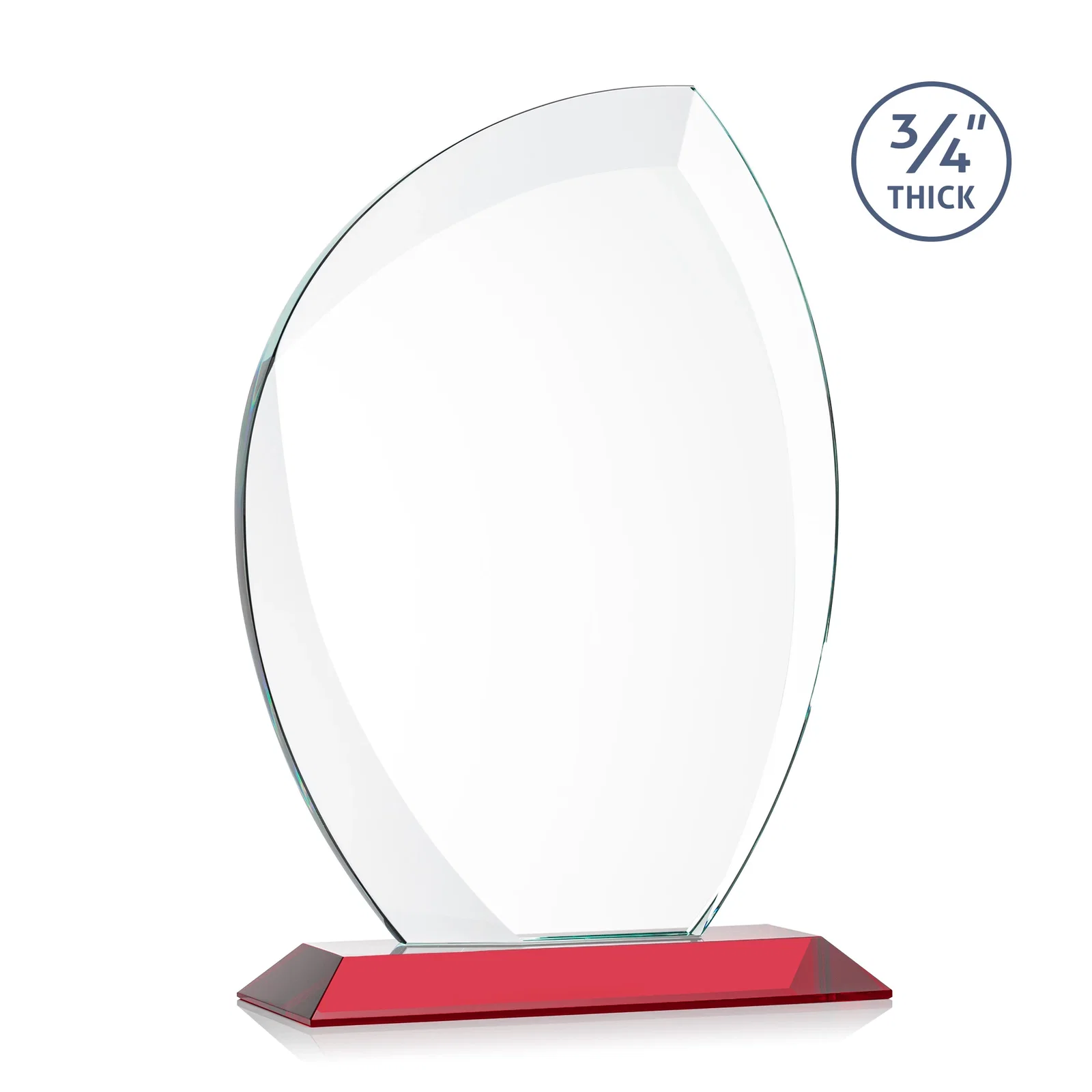 Promotional Starfire Crystal Arch Award on Rosewood and Bamboo Base, with your logo for corporate award ceremonies