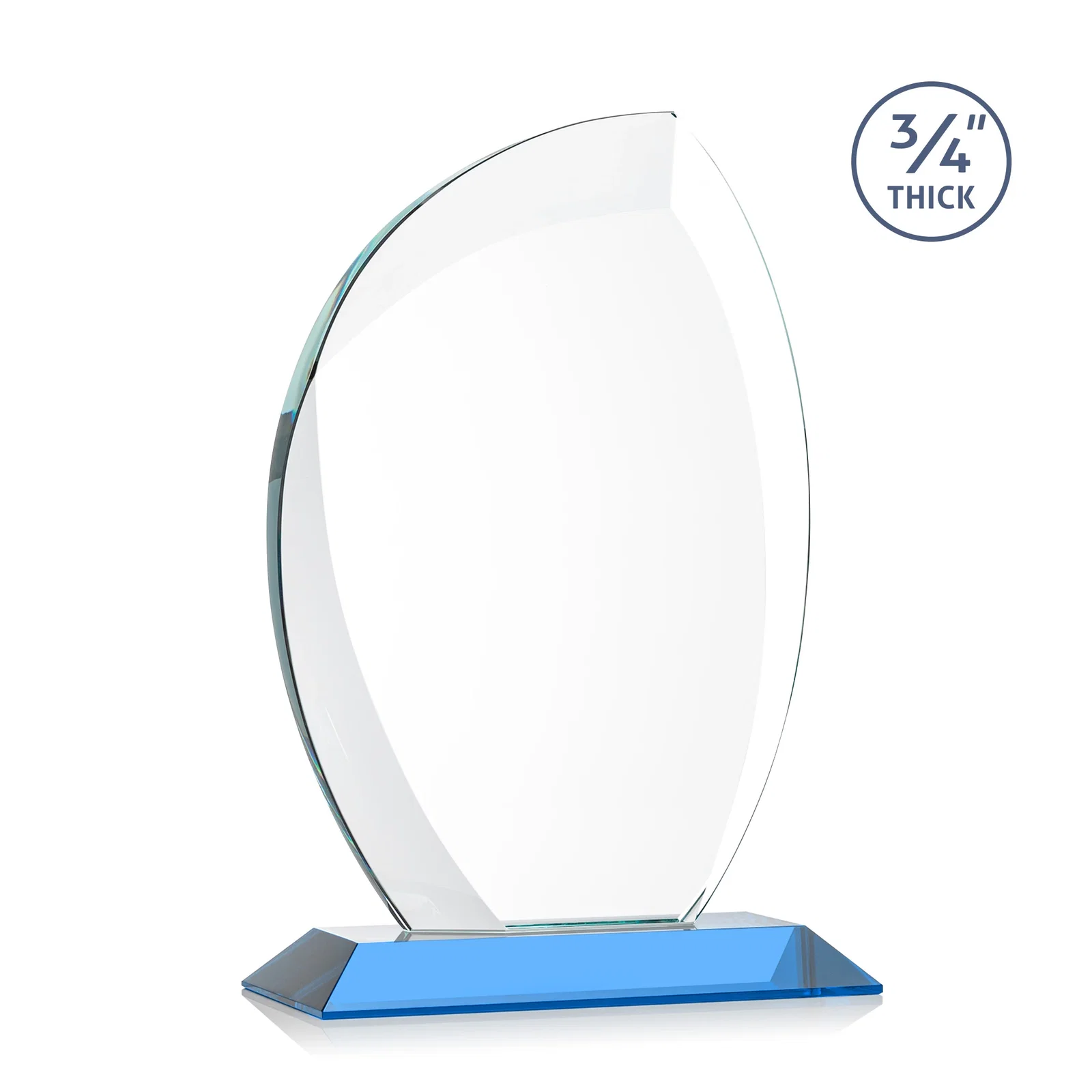 Promotional Starfire Crystal Arch Award on Rosewood and Bamboo Base, with your logo for sales achievement awards