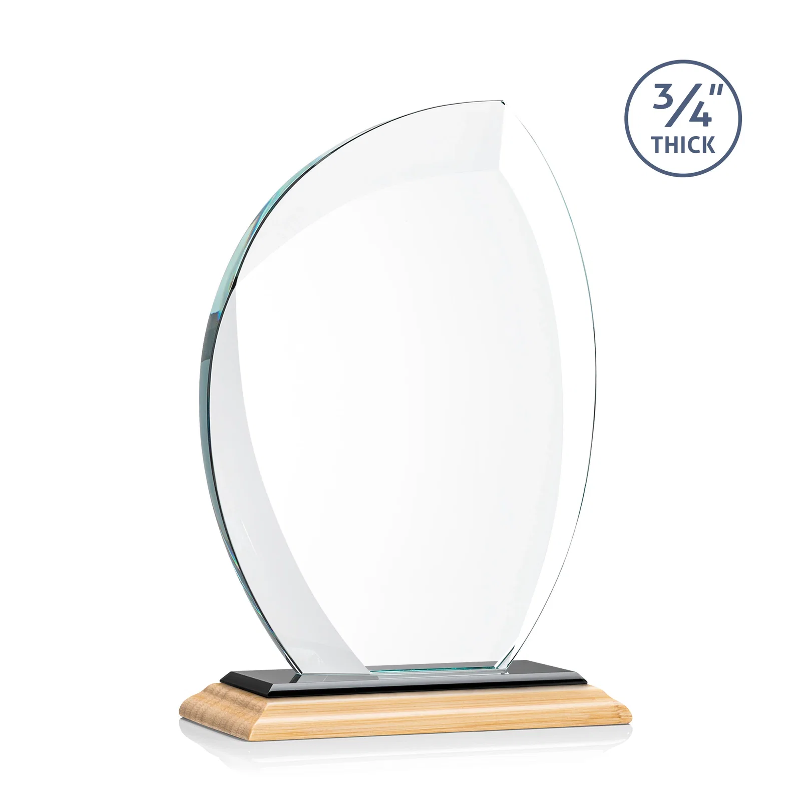 Promotional Starfire Crystal Arch Award on Rosewood and Bamboo Base, with your logo for safety achievement programs
