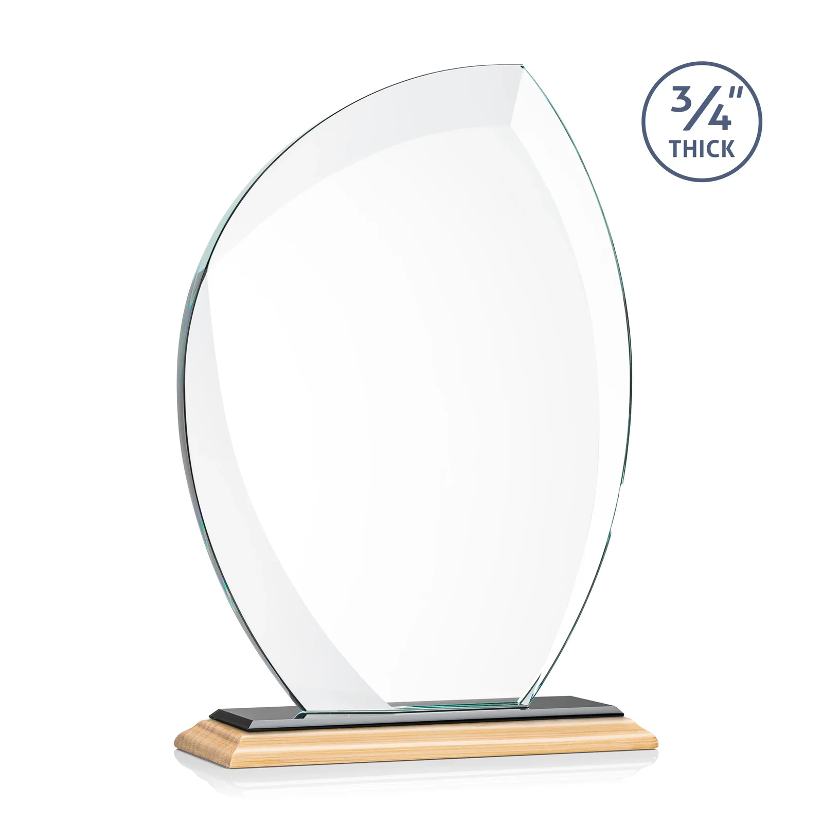 Promotional Starfire Crystal Arch Award on Rosewood and Bamboo Base, with your logo for dealer and partner awards