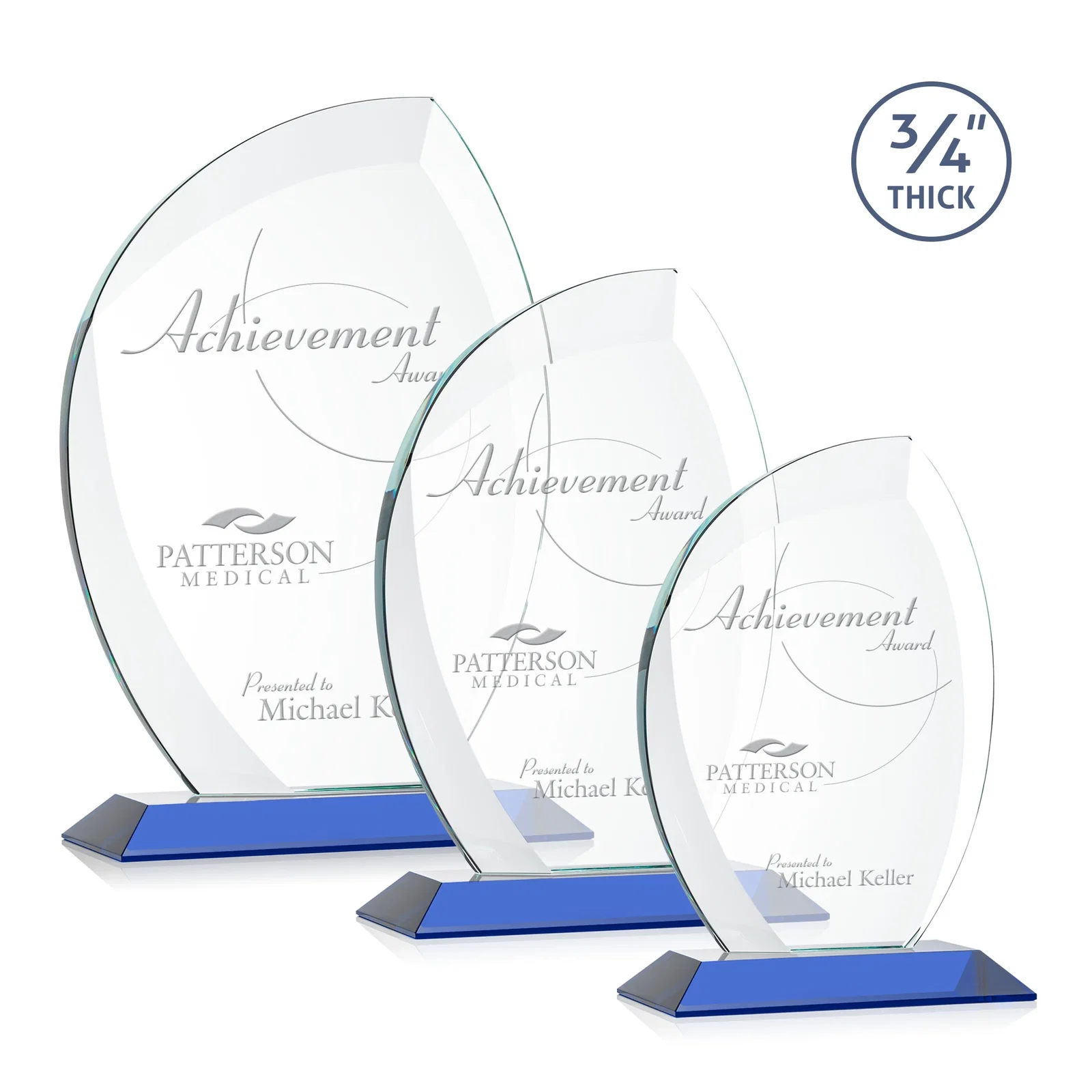 Personalized Starfire Crystal Arch Award on Rosewood and Bamboo Base for team milestone celebrations