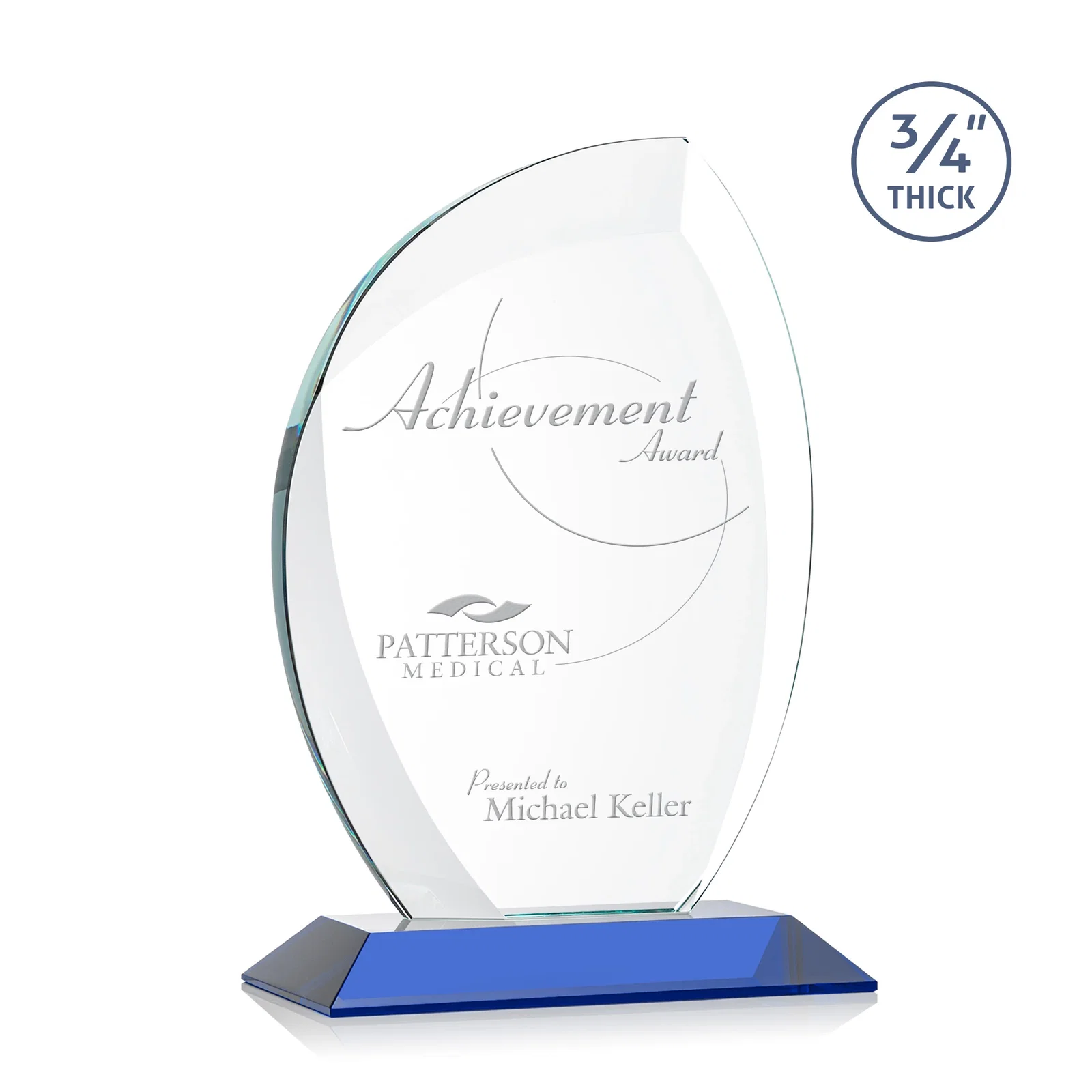 Personalized Starfire Crystal Arch Award on Rosewood and Bamboo Base for donor appreciation