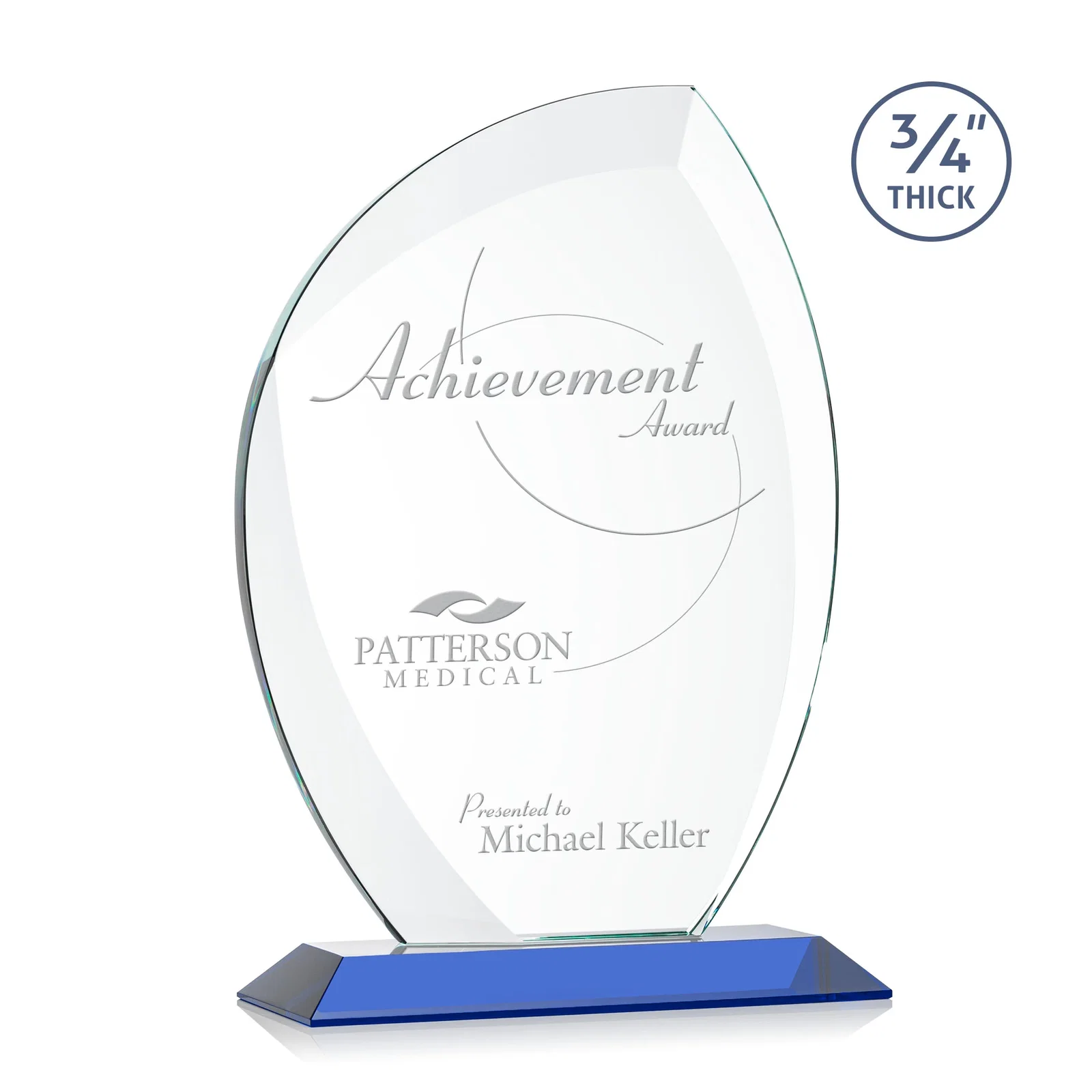 Personalized Starfire Crystal Arch Award on Rosewood and Bamboo Base for safety achievement programs