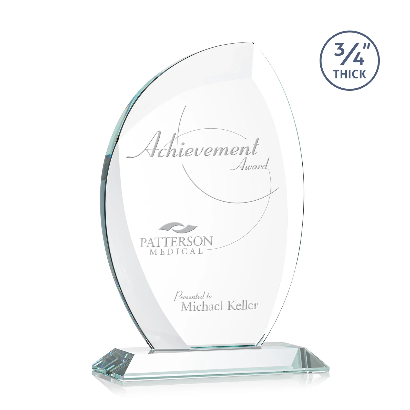 Custom Starfire Crystal Arch Award on Rosewood and Bamboo Base for service anniversary gifts