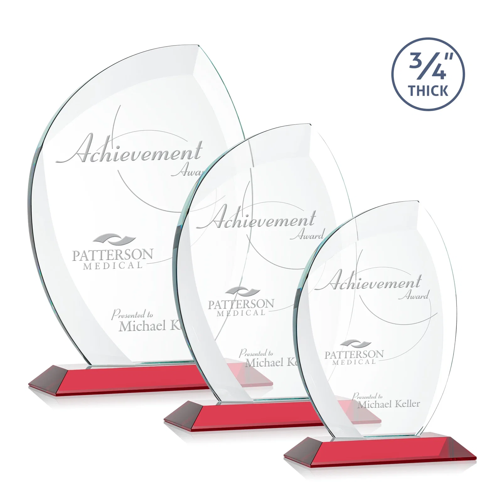 Promotional Starfire Crystal Arch Award on Rosewood and Bamboo Base for corporate award ceremonies