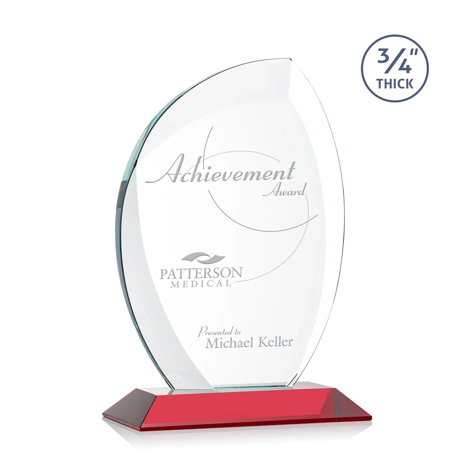 Promotional Starfire Crystal Arch Award on Rosewood and Bamboo Base for service anniversary gifts