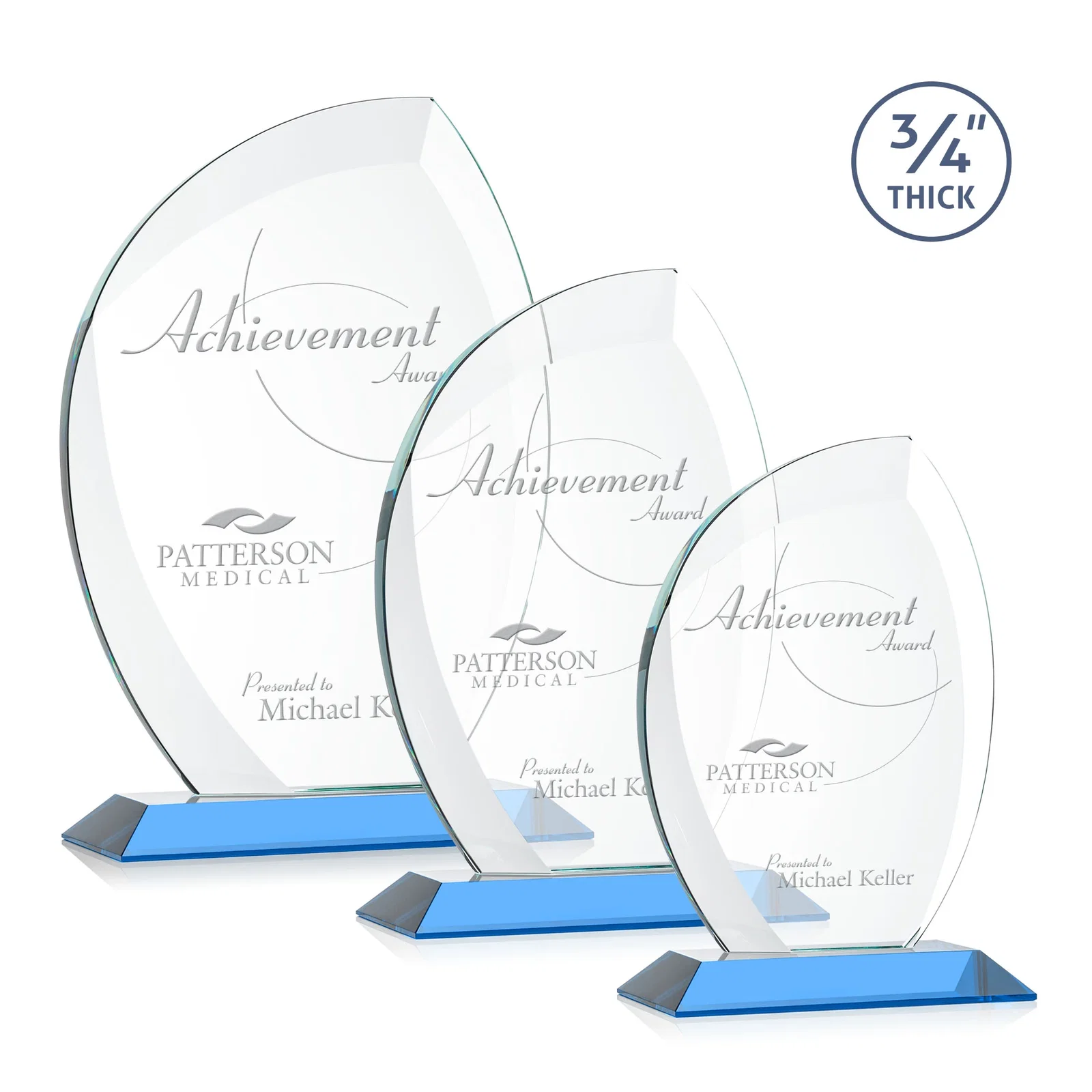 Promotional Starfire Crystal Arch Award on Rosewood and Bamboo Base for team milestone celebrations