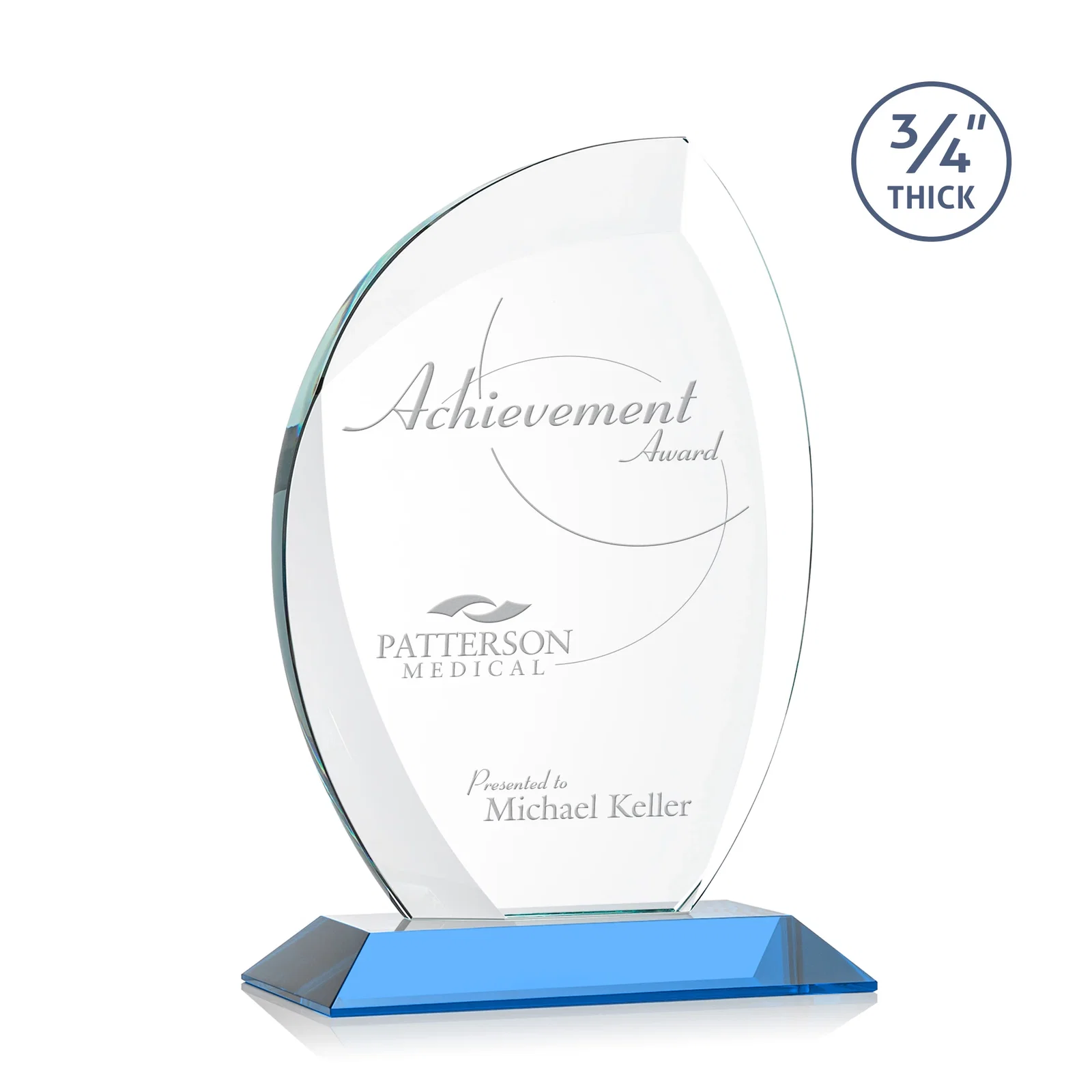 Promotional Starfire Crystal Arch Award on Rosewood and Bamboo Base for donor appreciation
