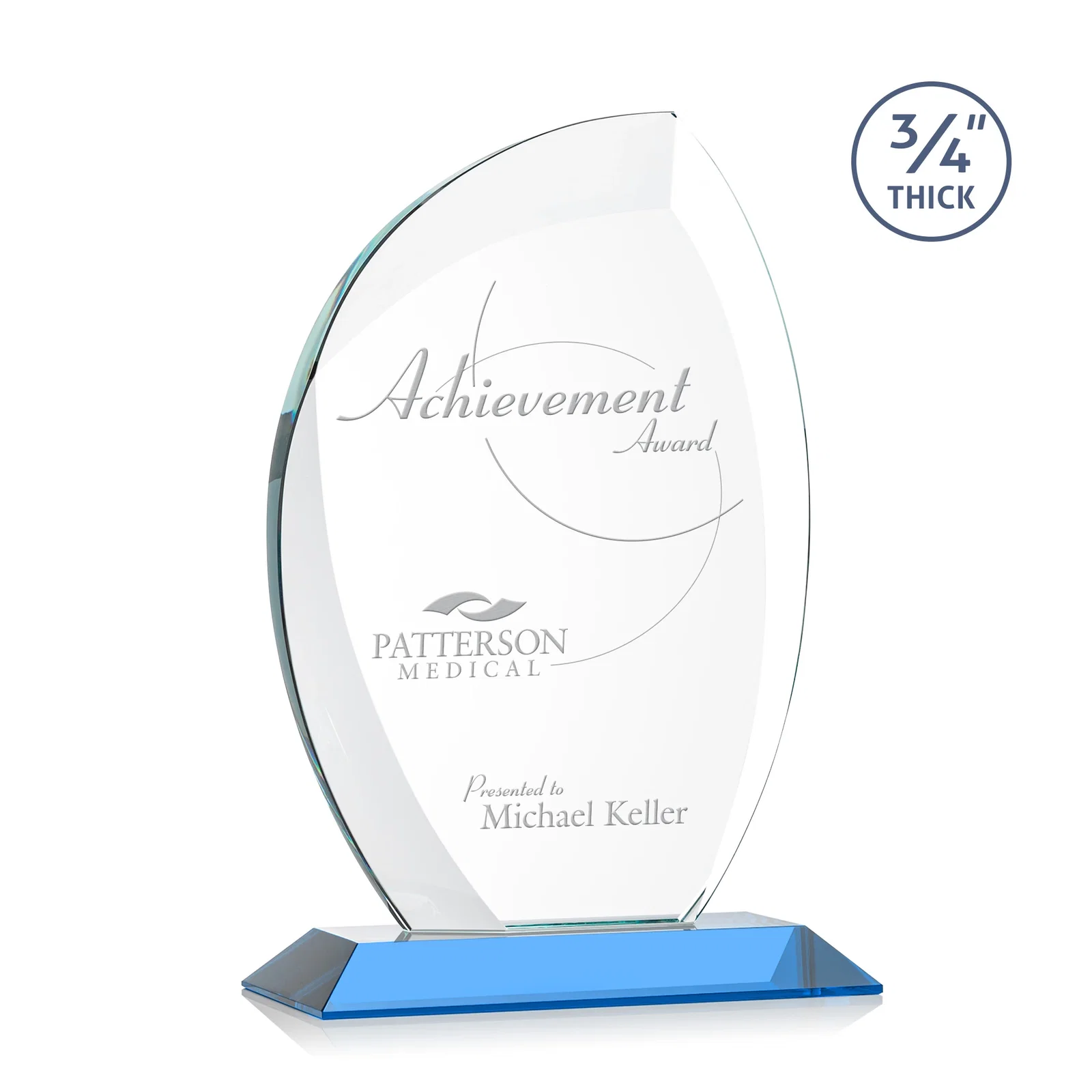 Promotional Starfire Crystal Arch Award on Rosewood and Bamboo Base for graduation ceremonies